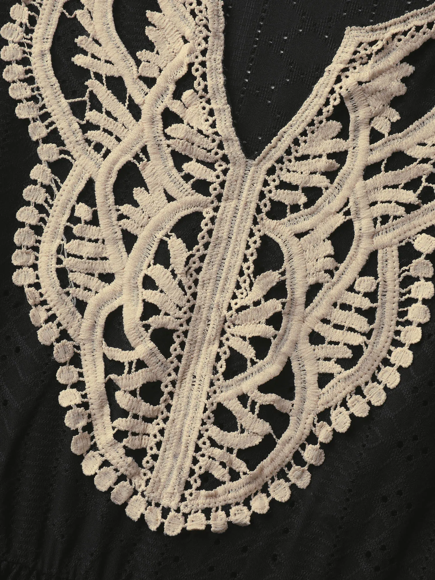 Textured Floral Lace Neck Long Tank Top sold by Bloomchic product image thumbnail 5