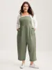 Pure Cotton Cuffed Hem Stretchy Waist Jumpsuit sold by Bloomchic