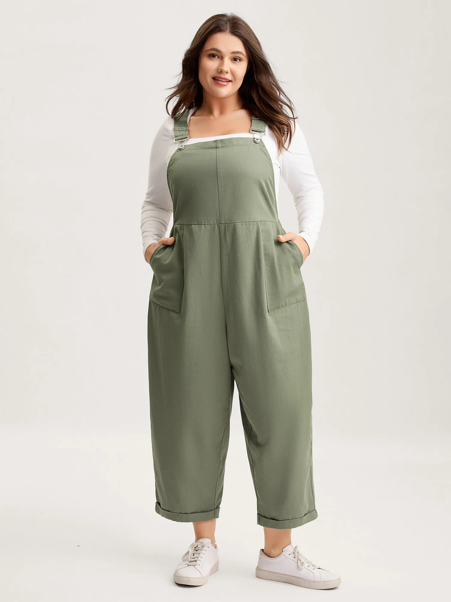 Pure Cotton Cuffed Hem Stretchy Waist Jumpsuit sold by Bloomchic product image thumbnail 3