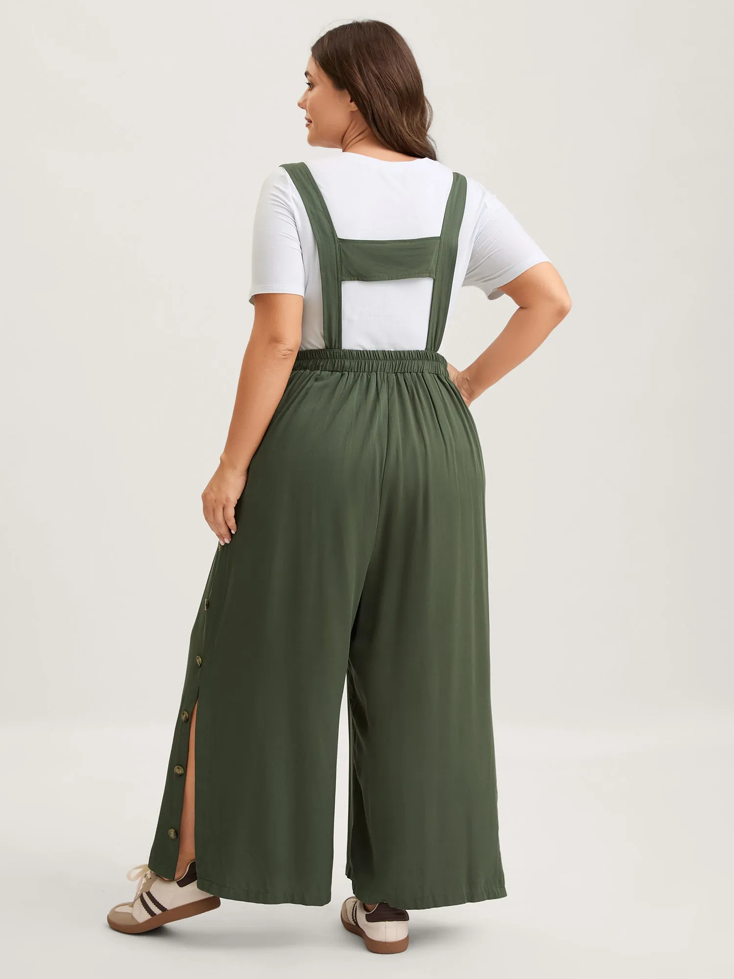 Rayon Adjustable Elastic Waist Slit Jumpsuit sold by Bloomchic product image thumbnail 5