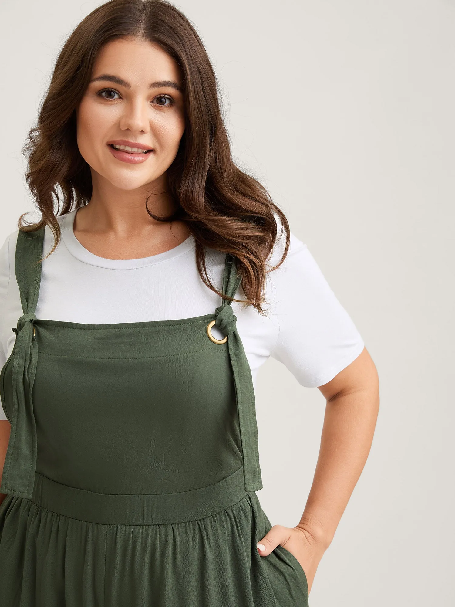 Rayon Adjustable Elastic Waist Slit Jumpsuit sold by Bloomchic product image thumbnail 2