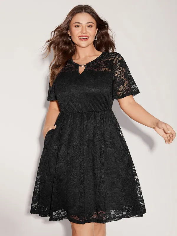 Floral Lace Metal Detail Midi Dress sold by Bloomchic