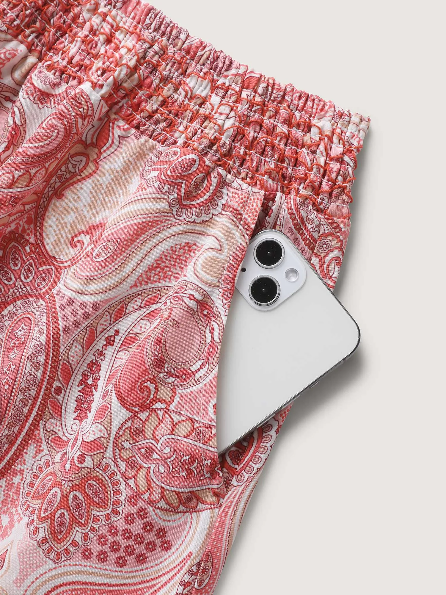 Paisley Print Shirred Waist Midi Skirt sold by Bloomchic product image thumbnail 5
