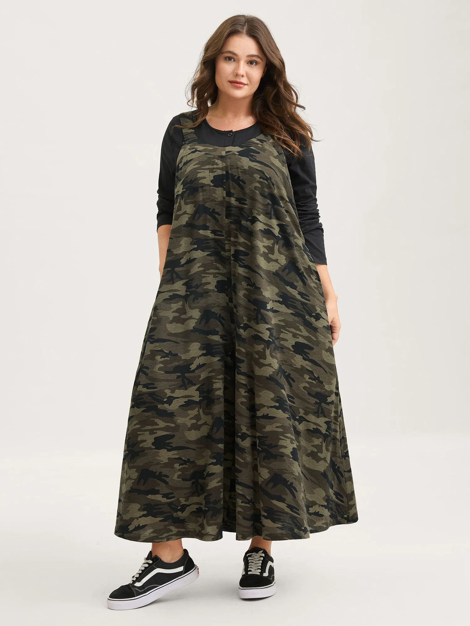 Camouflage Print Stretchy Wide Leg Jumpsuit sold by Bloomchic product image thumbnail 3