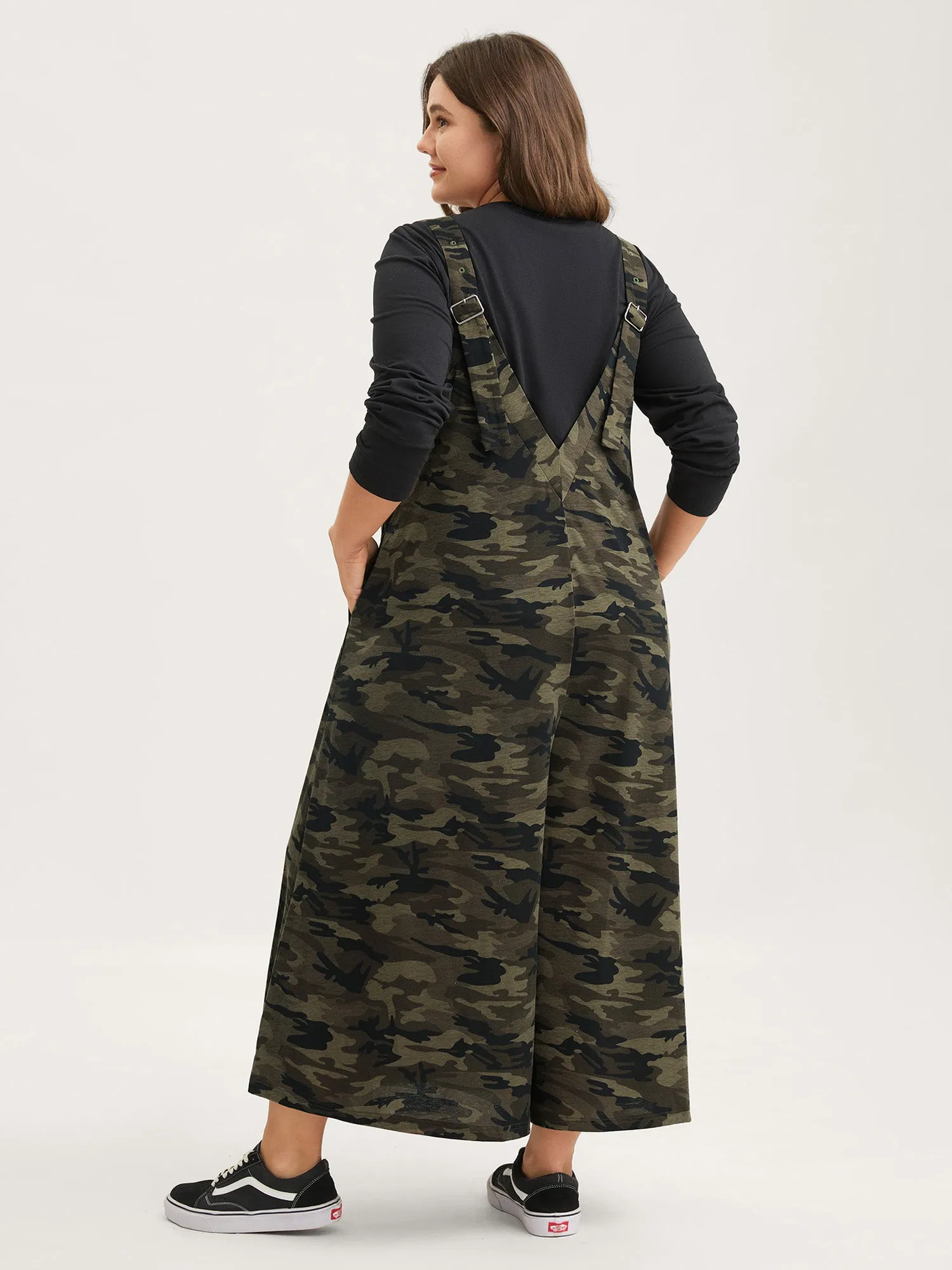 Camouflage Print Stretchy Wide Leg Jumpsuit sold by Bloomchic product image thumbnail 4