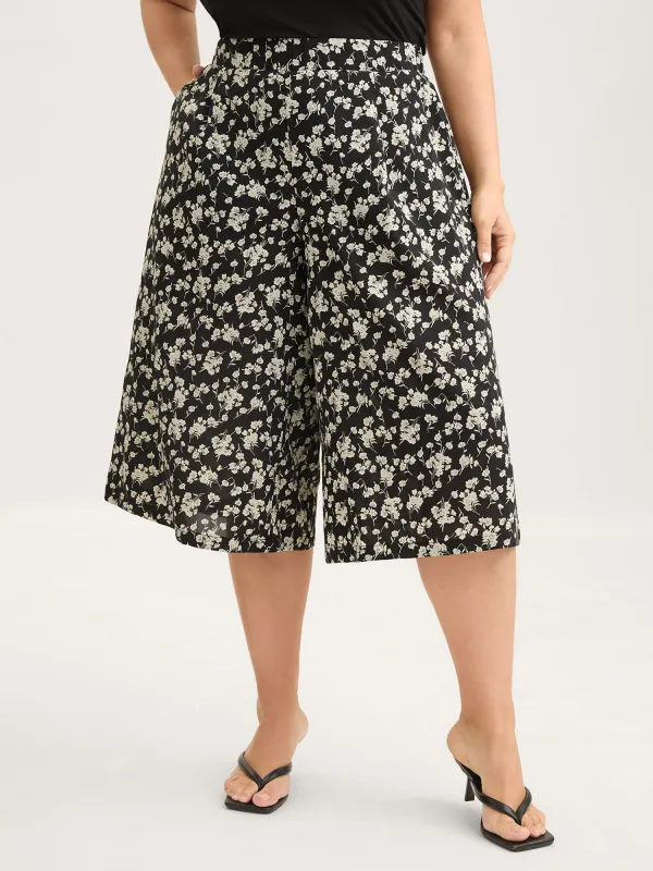Floral Print Wide-Leg Cropped Pants sold by Bloomchic
