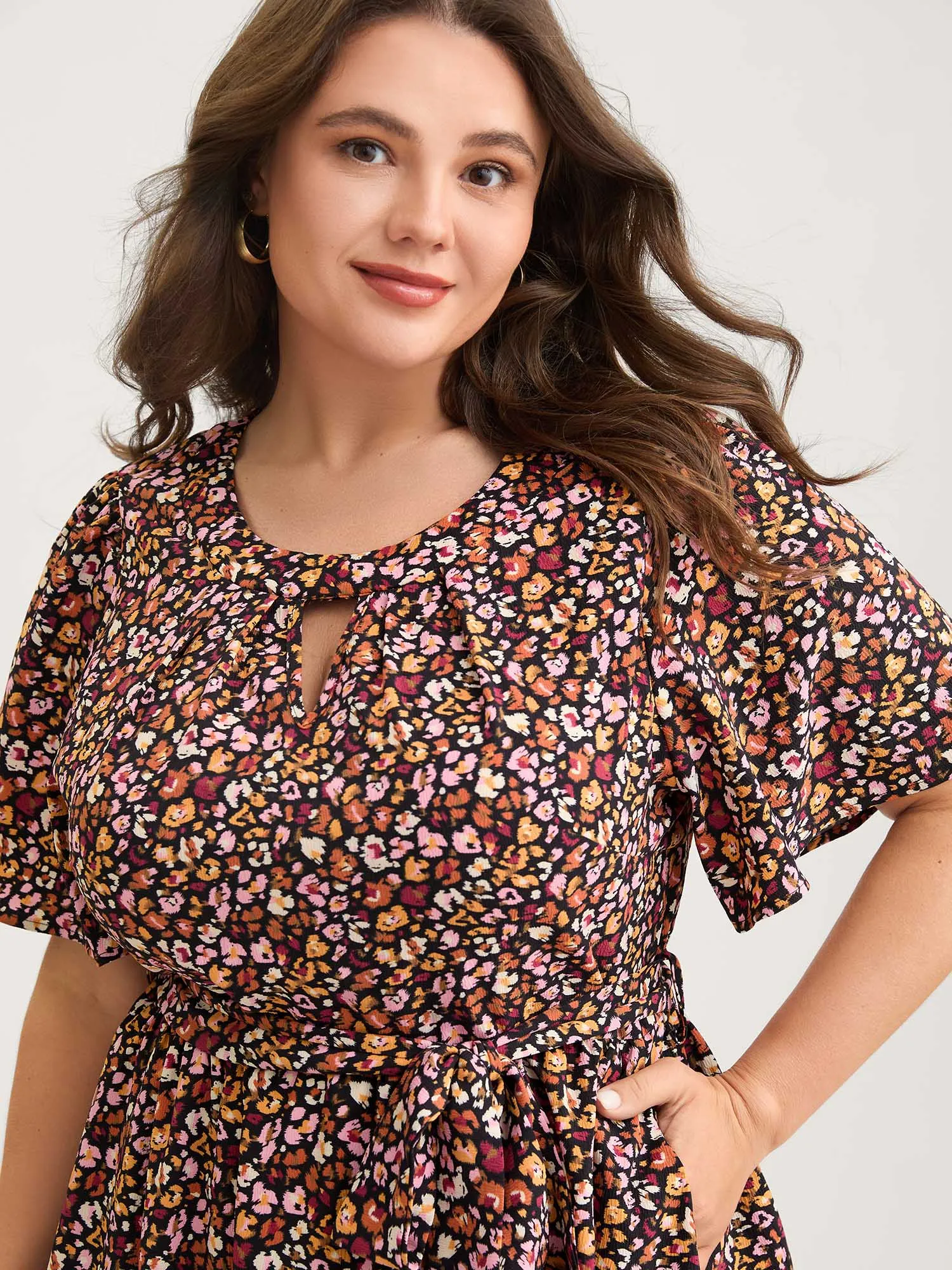 Floral Waist Tie Cut-Out Midi Dress sold by Bloomchic product image thumbnail 2