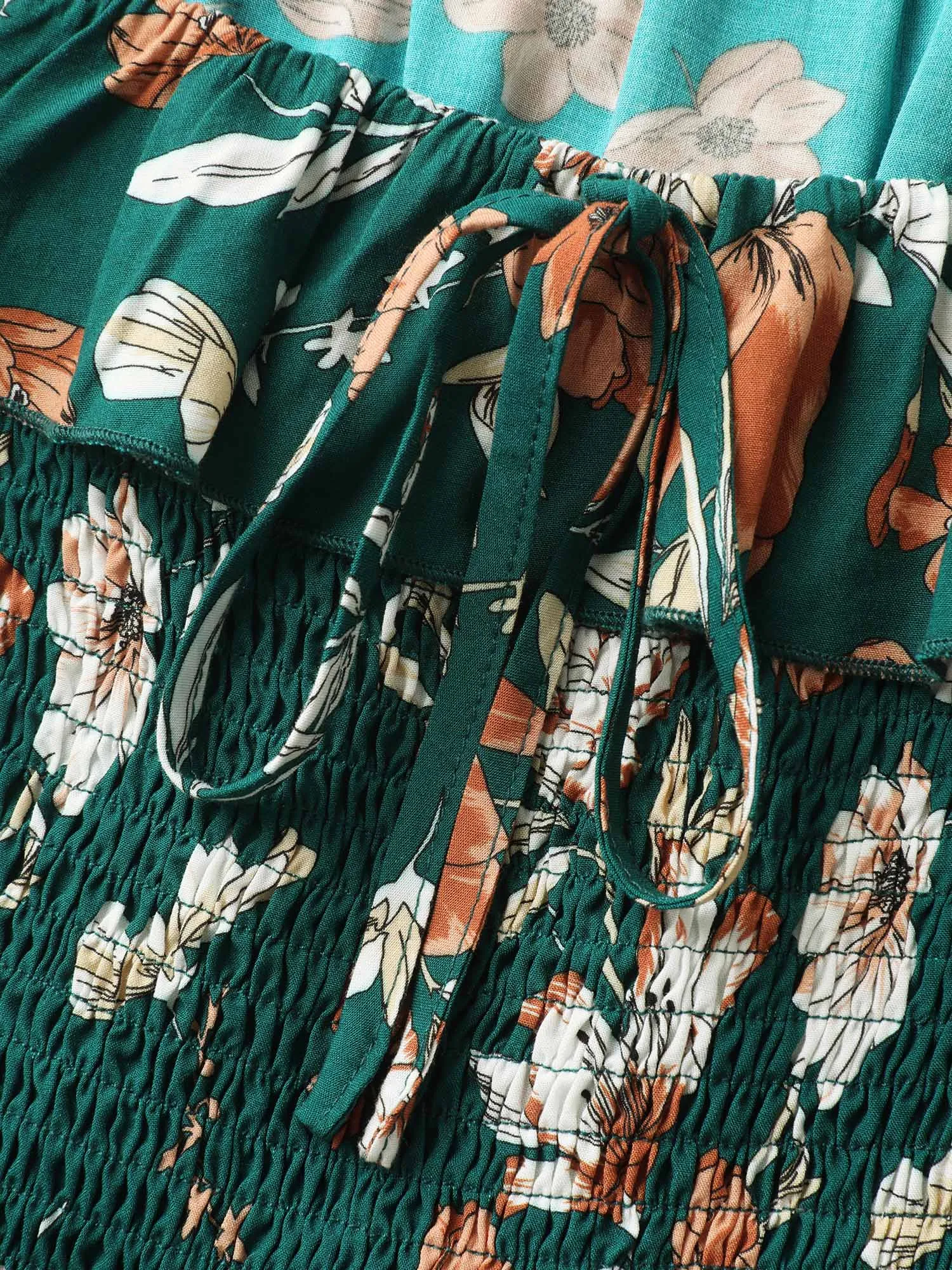 Rayon Floral Shirred Stretchy Waist Midi Dress sold by Bloomchic product image thumbnail 5