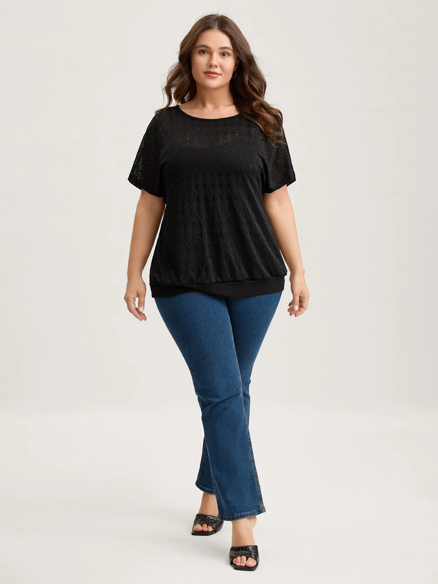 Geometric Lace Back Cut-Out T-Shirt sold by Bloomchic product image thumbnail 3