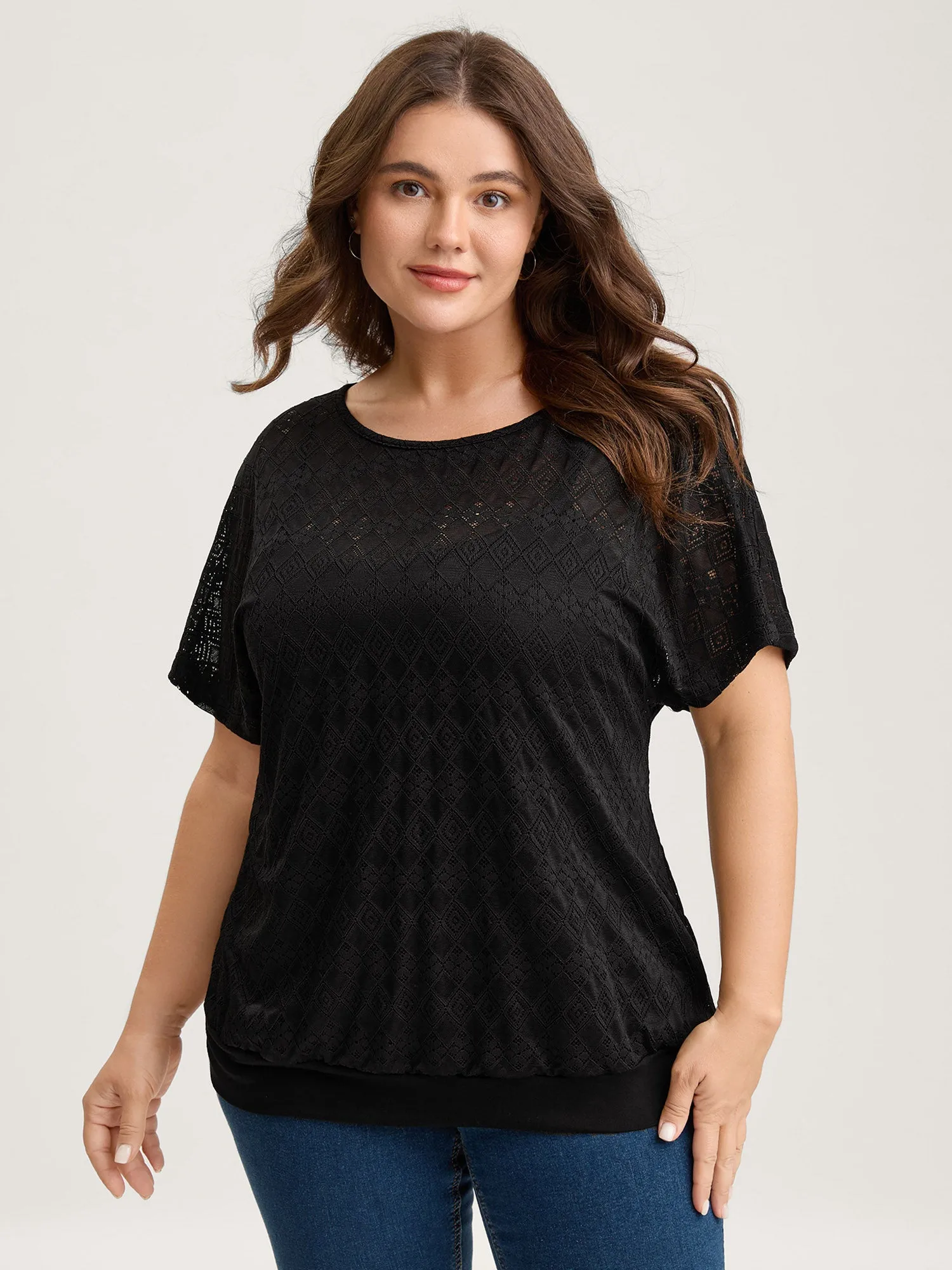 Geometric Lace Back Cut-Out T-Shirt sold by Bloomchic product image thumbnail 2