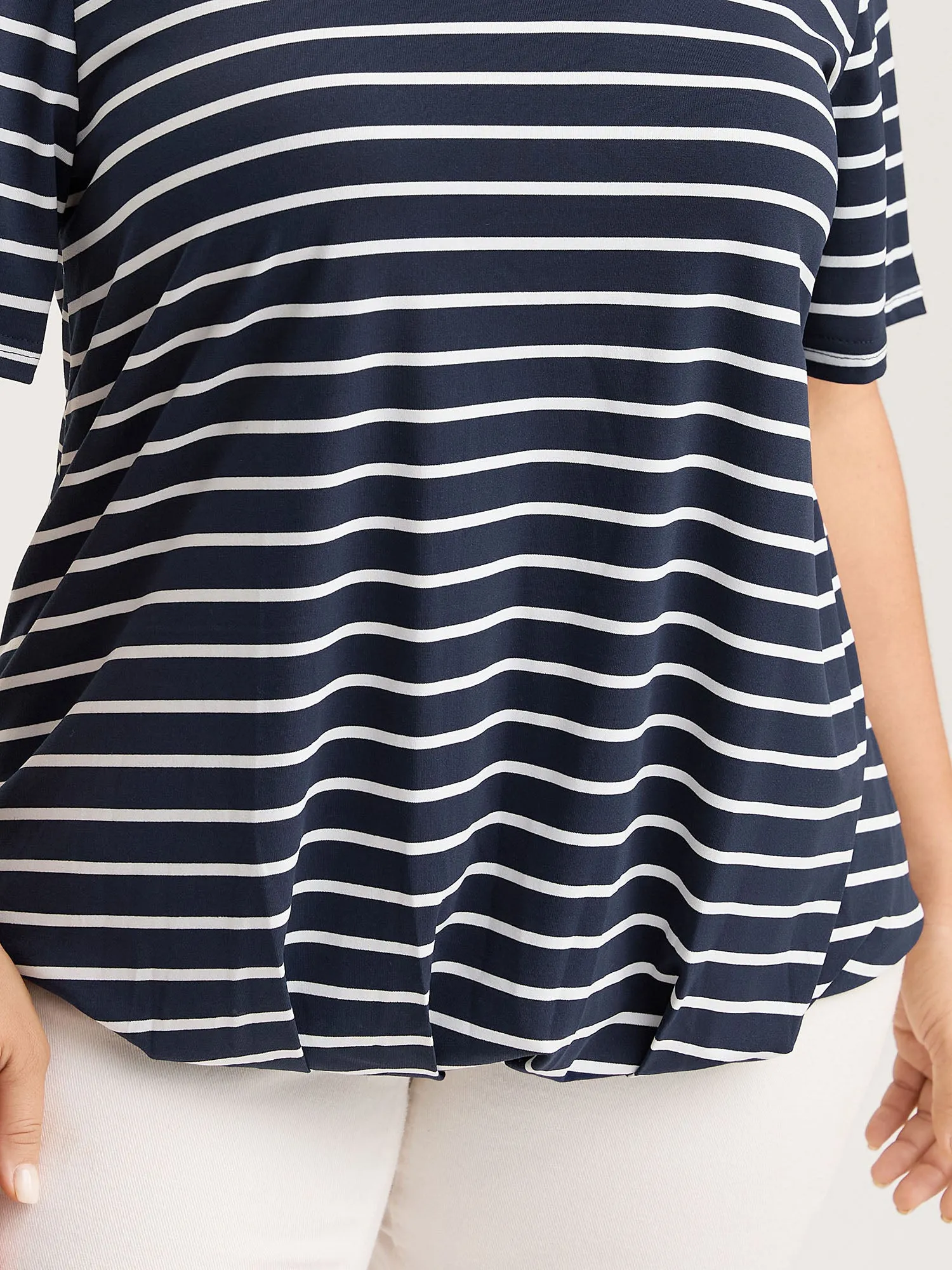 Striped Relaxed Fit Round Neck T-Shirt sold by Bloomchic product image thumbnail 2