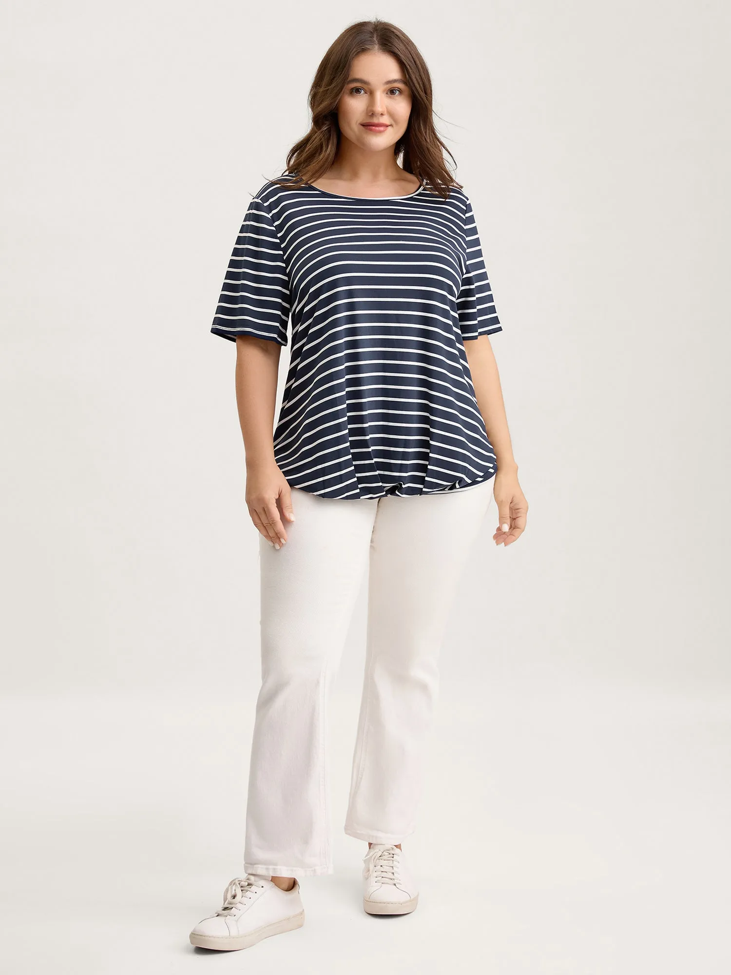 Striped Relaxed Fit Round Neck T-Shirt sold by Bloomchic product image thumbnail 4