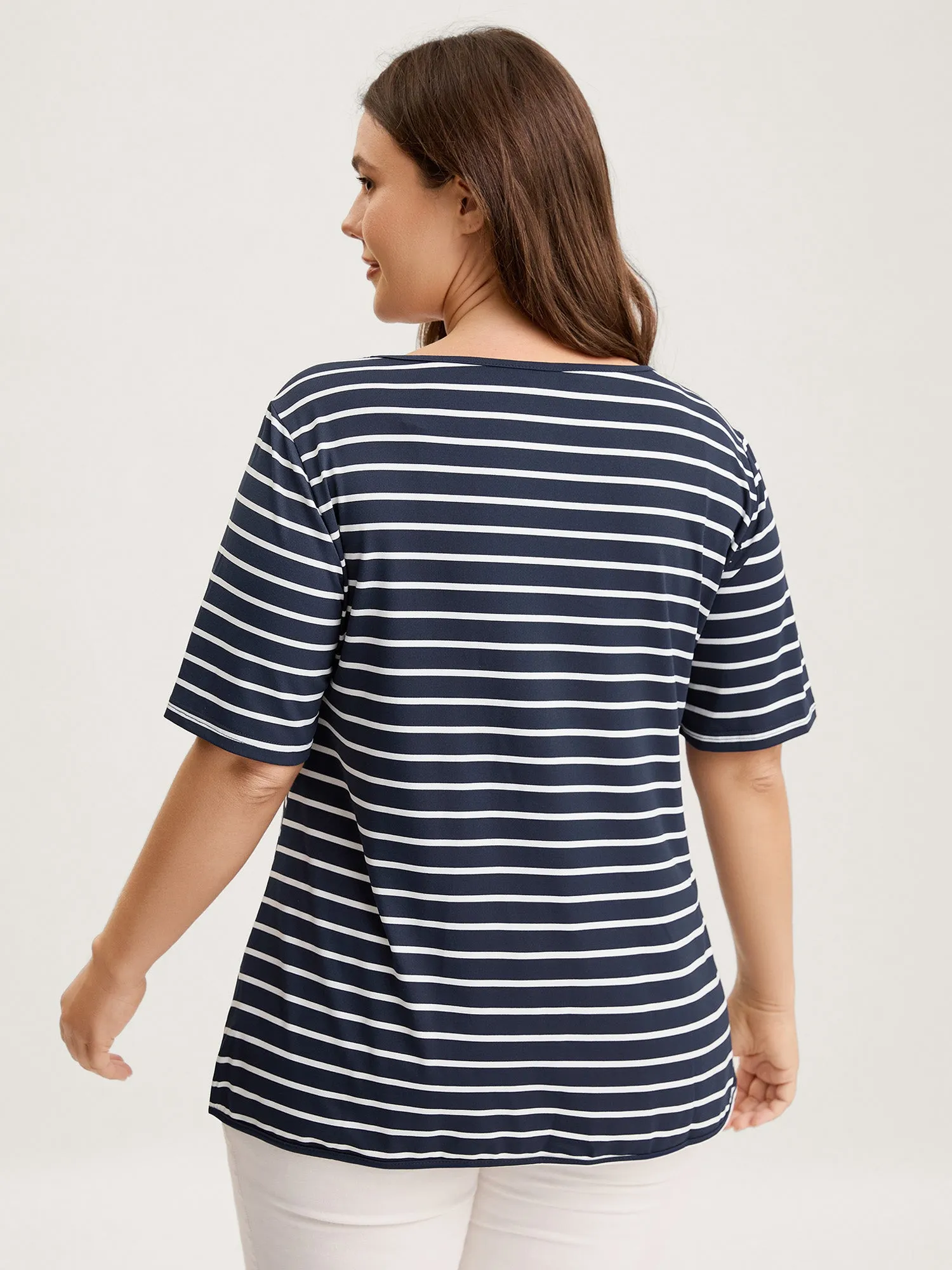 Striped Relaxed Fit Round Neck T-Shirt sold by Bloomchic product image thumbnail 5