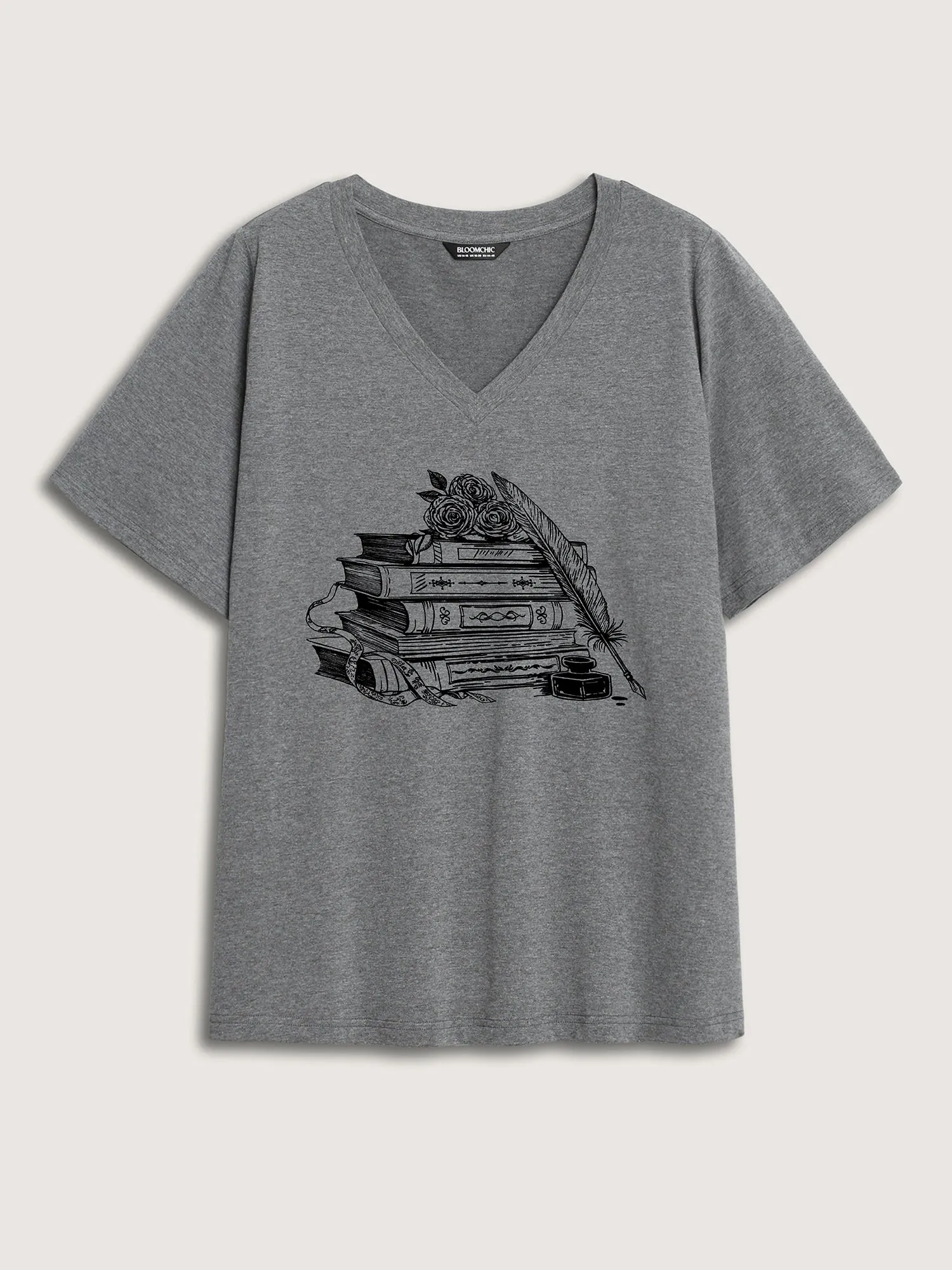 Romantic Books V-Neck T-Shirt sold by Bloomchic