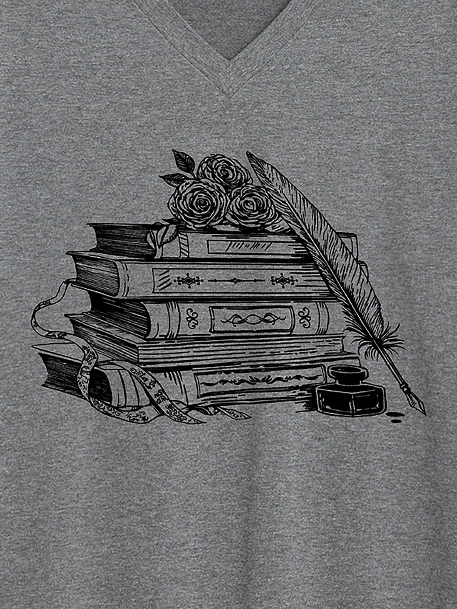 Romantic Books V-Neck T-Shirt sold by Bloomchic product image thumbnail 2
