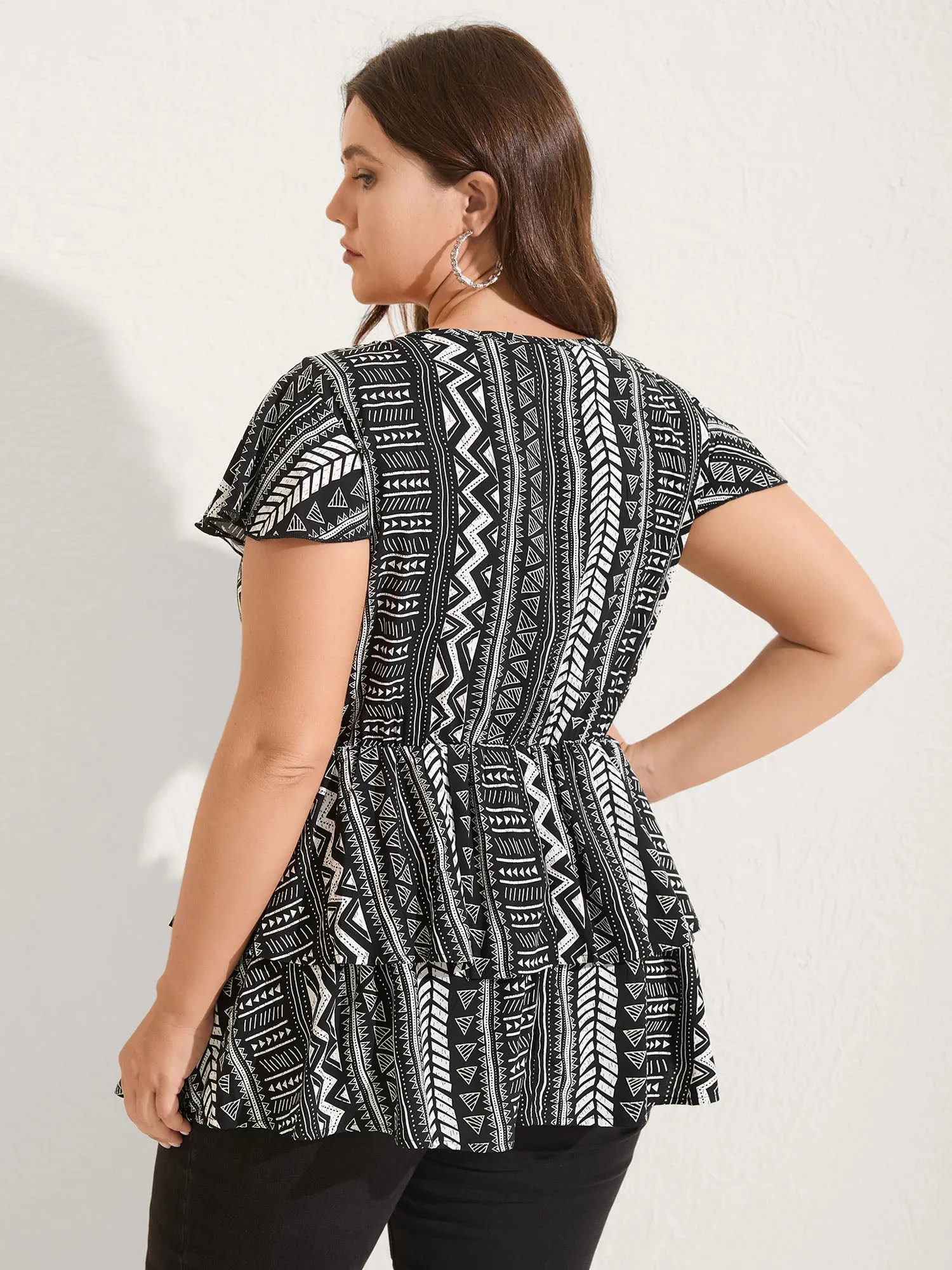 Geometric Print Button Layered Blouse sold by Bloomchic product image thumbnail 4