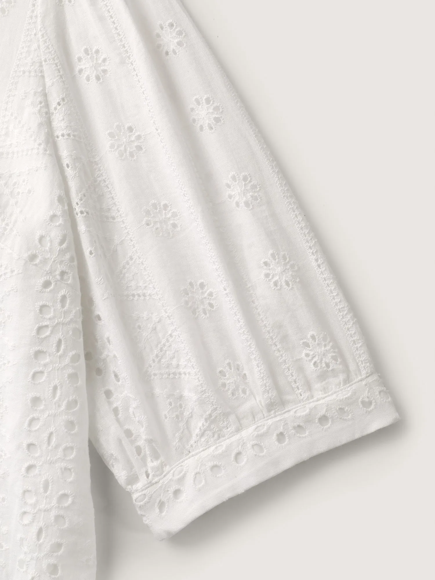 Cotton Eyelet Embroidery V-Neck Blouse sold by Bloomchic product image thumbnail 5