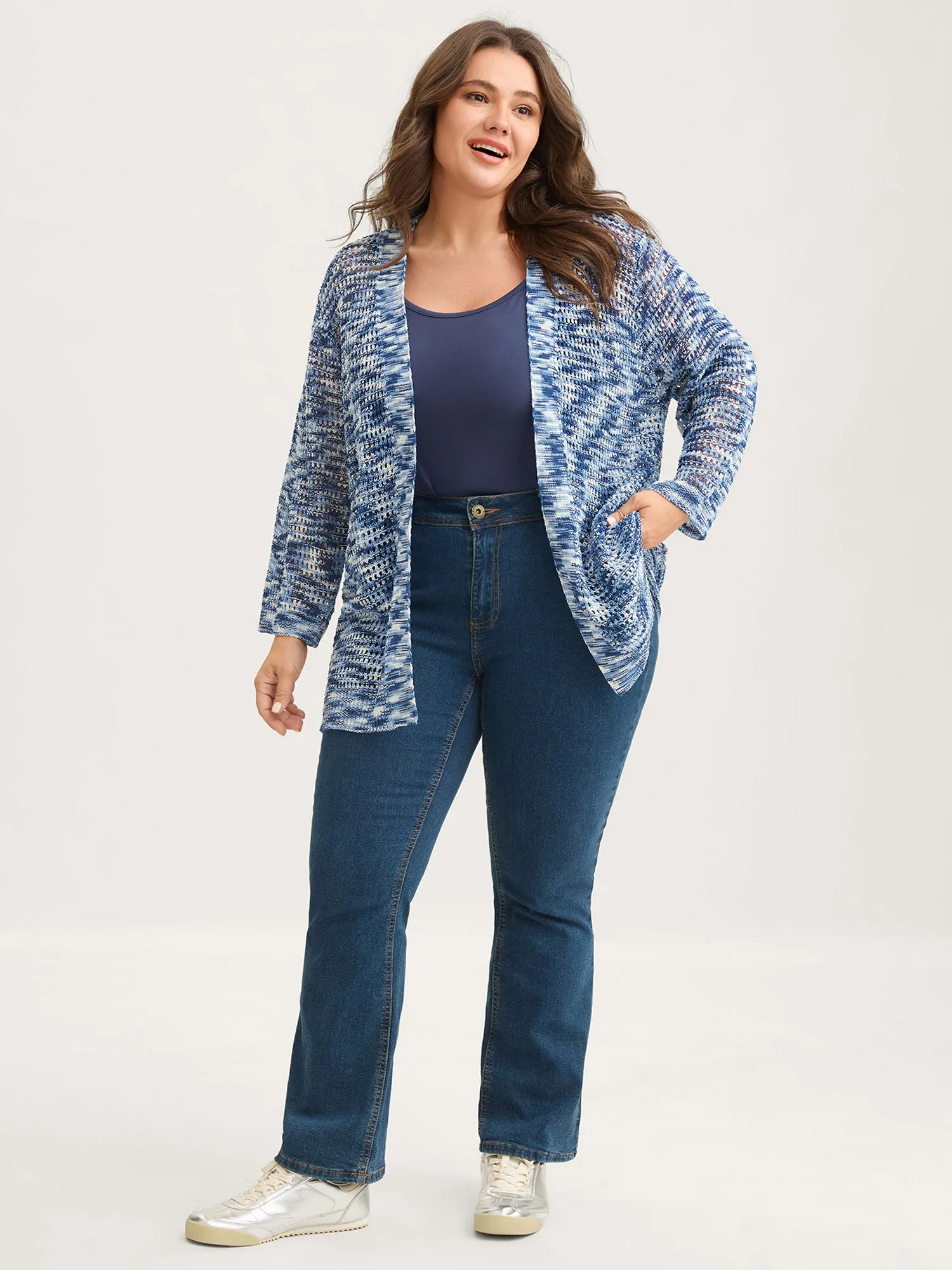 Abstract Textured Cut-Out Knit Cardigan sold by Bloomchic product image thumbnail 3