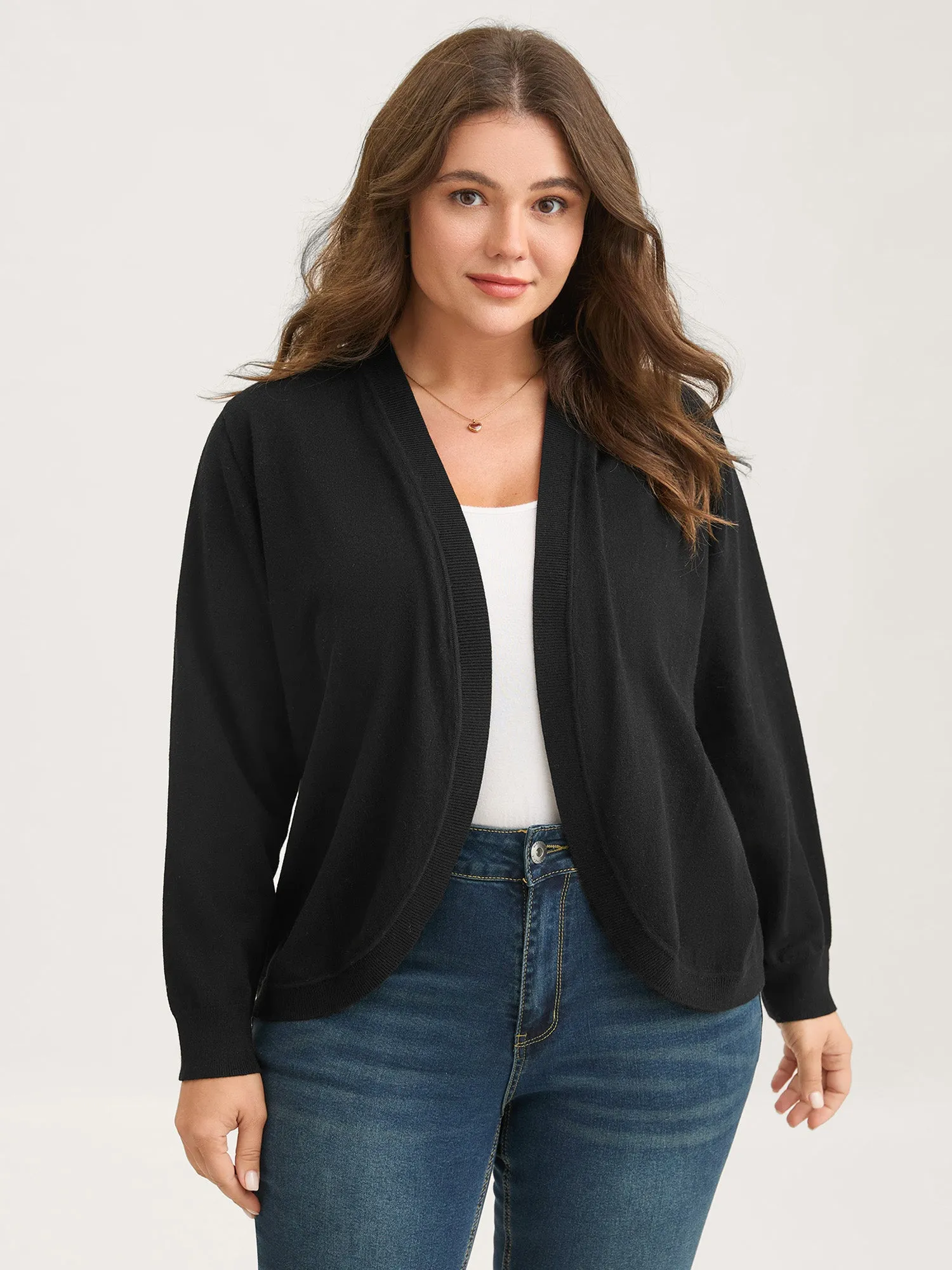 Supersoft Arc Swing Front-Open Lightweight Cardigan sold by Bloomchic