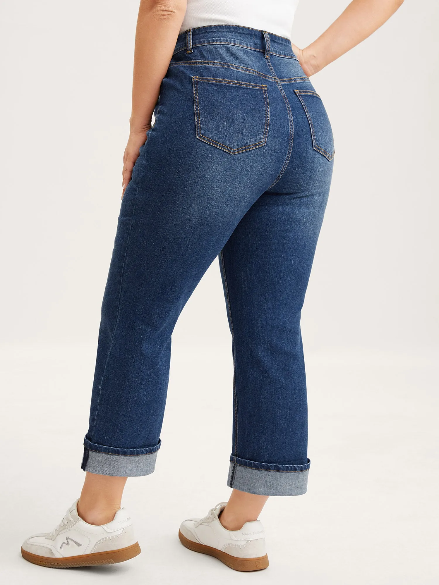 Stretch Rolled Hem Straight-Leg Jeans sold by Bloomchic product image thumbnail 5