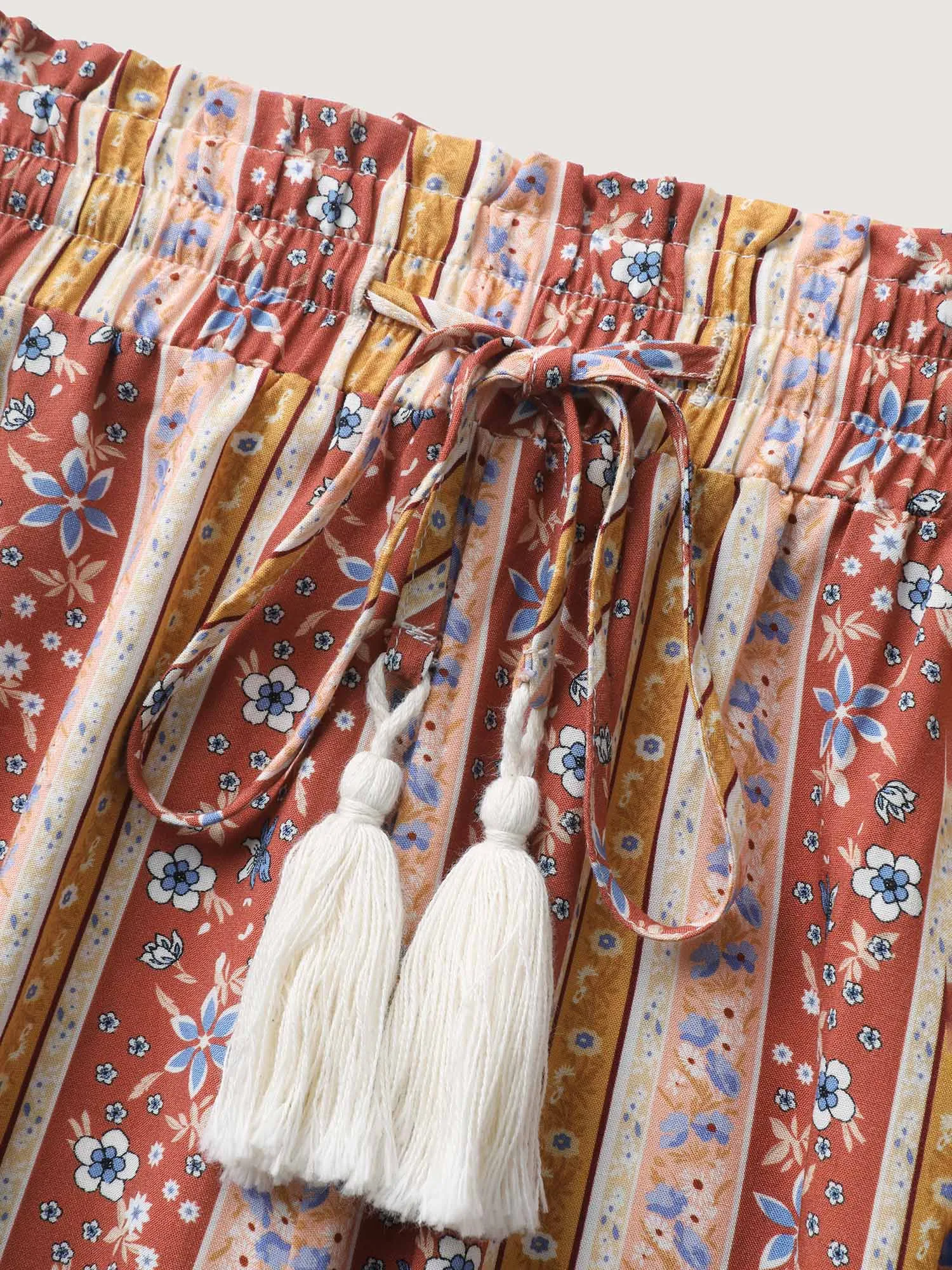 Floral Stripes Shirred Waist Wide-Leg Pants sold by Bloomchic product image thumbnail 5