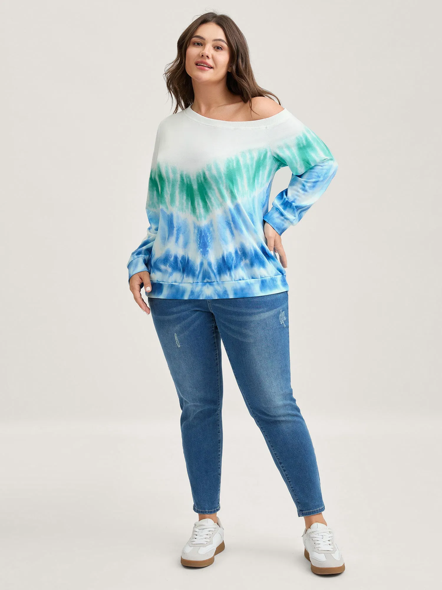 Tie-Dye One-Shoulder Sweatshirt sold by Bloomchic product image thumbnail 2