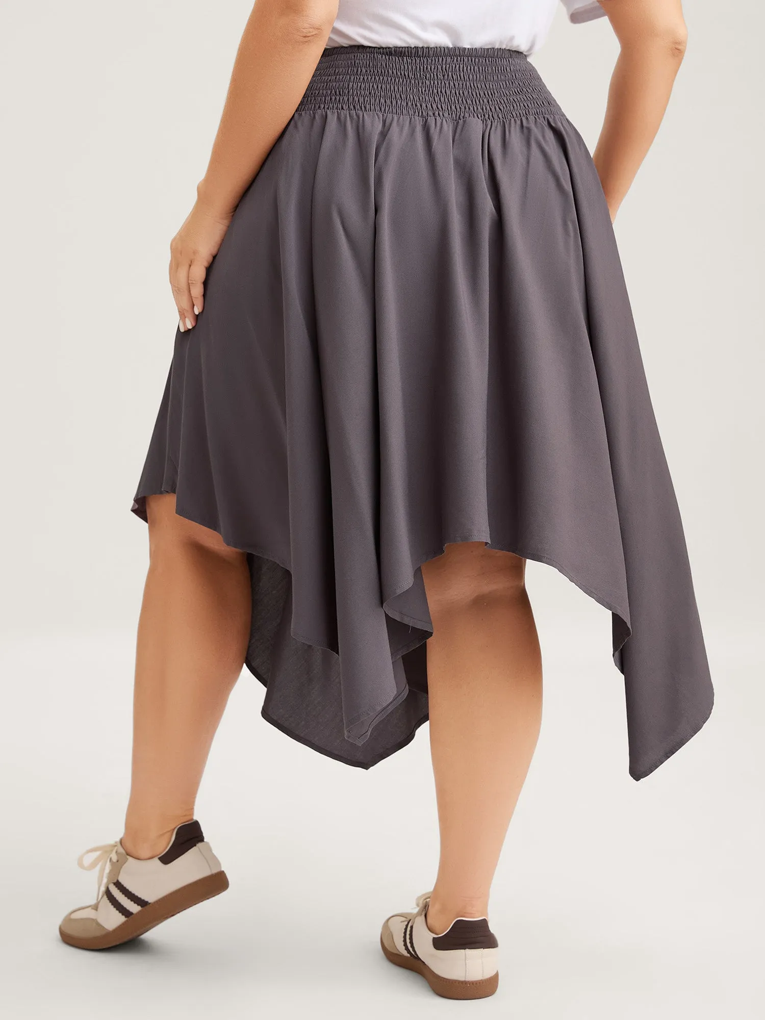 High-Low Hem Wide Waistband Midi Skirt sold by Bloomchic product image thumbnail 5