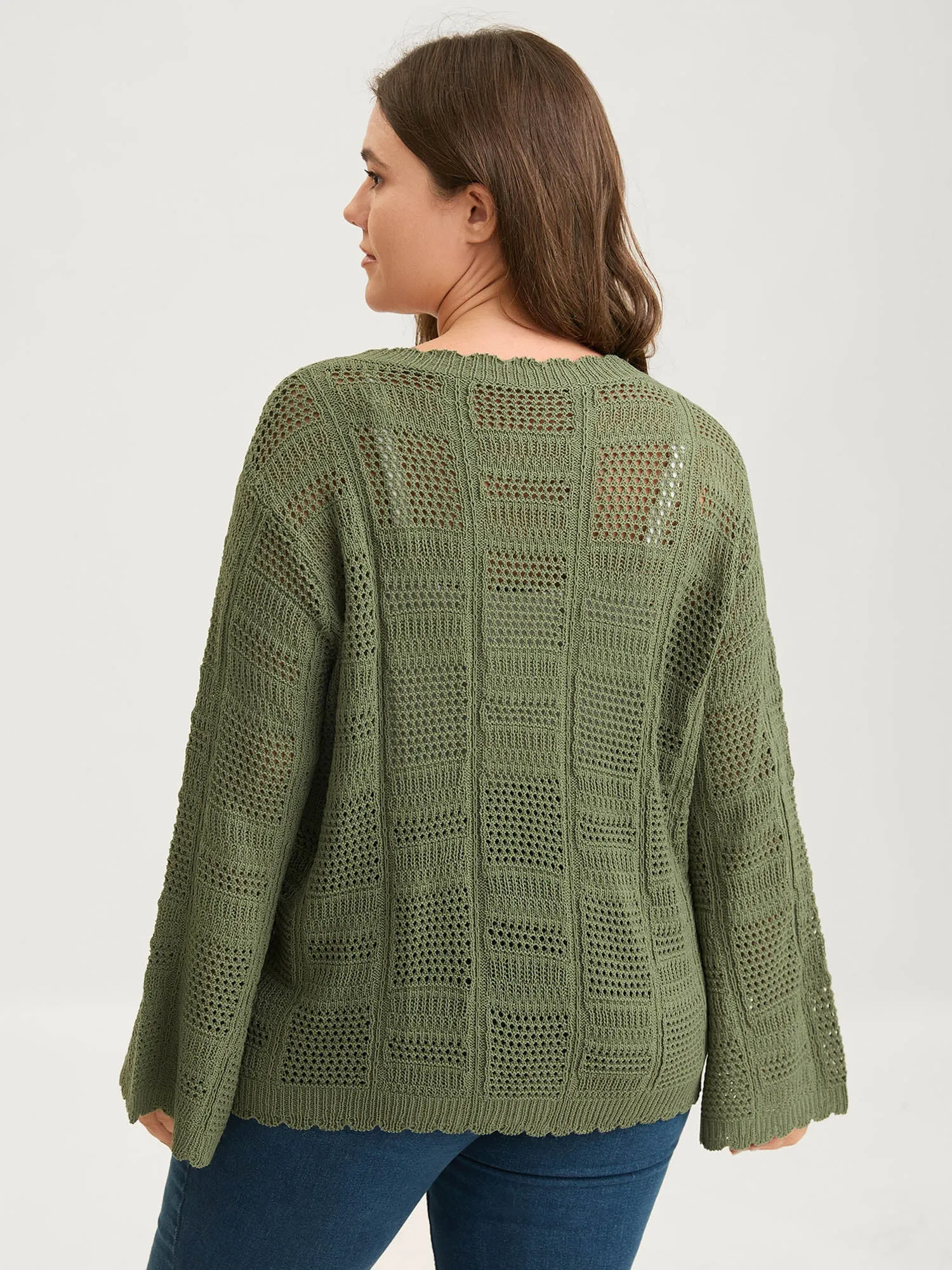 Crochet Textured Front-Tie Knit Cardigan sold by Bloomchic product image thumbnail 5