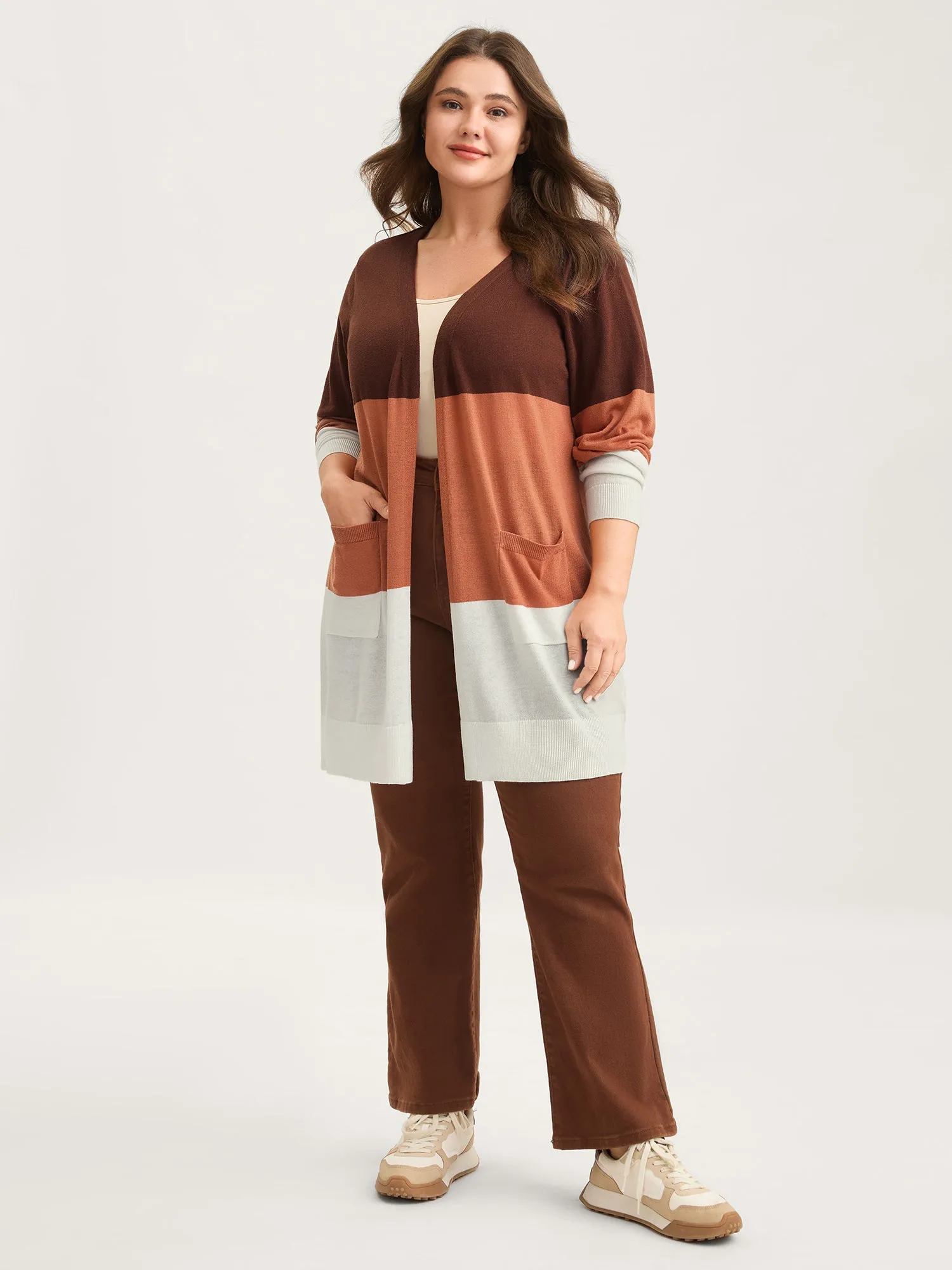 Supersoft Color Block Front-Open Lightweight Cardigan sold by Bloomchic product image thumbnail 3