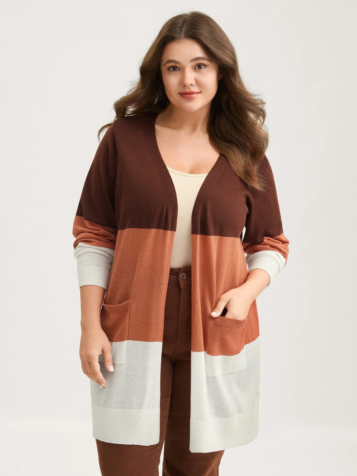 Supersoft Color Block Front-Open Lightweight Cardigan sold by Bloomchic