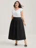 Wide Cinched-Waist Solid Midi Skirt sold by Bloomchic