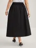 Wide Cinched-Waist Solid Midi Skirt sold by Bloomchic