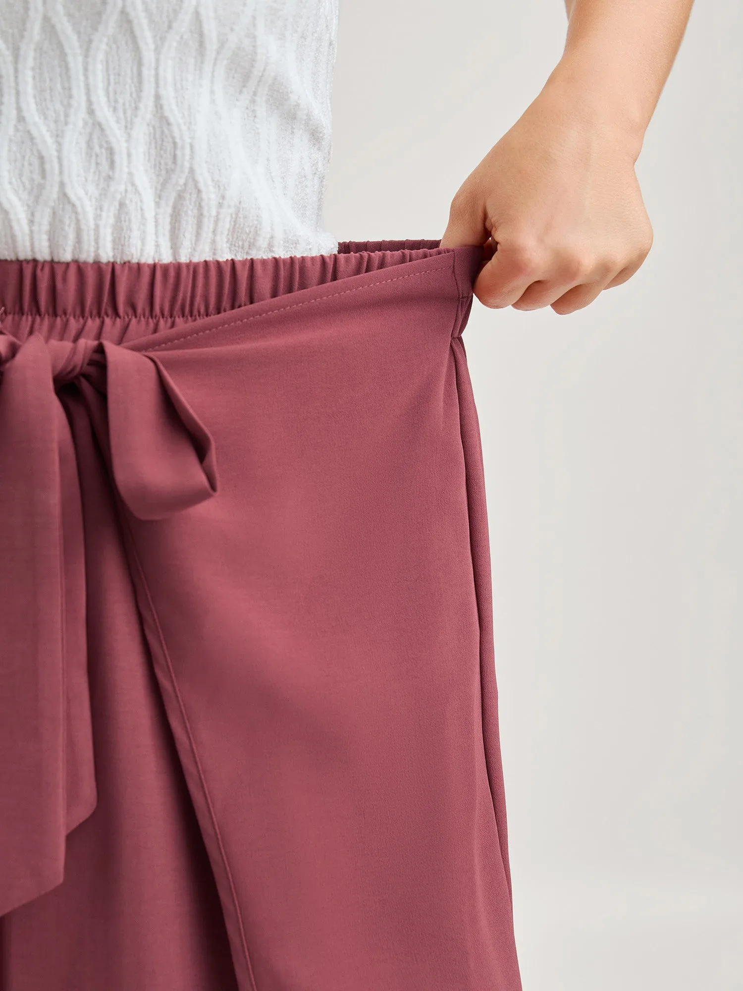 Belted Front Overlap Wide-Leg Pants sold by Bloomchic product image thumbnail 4