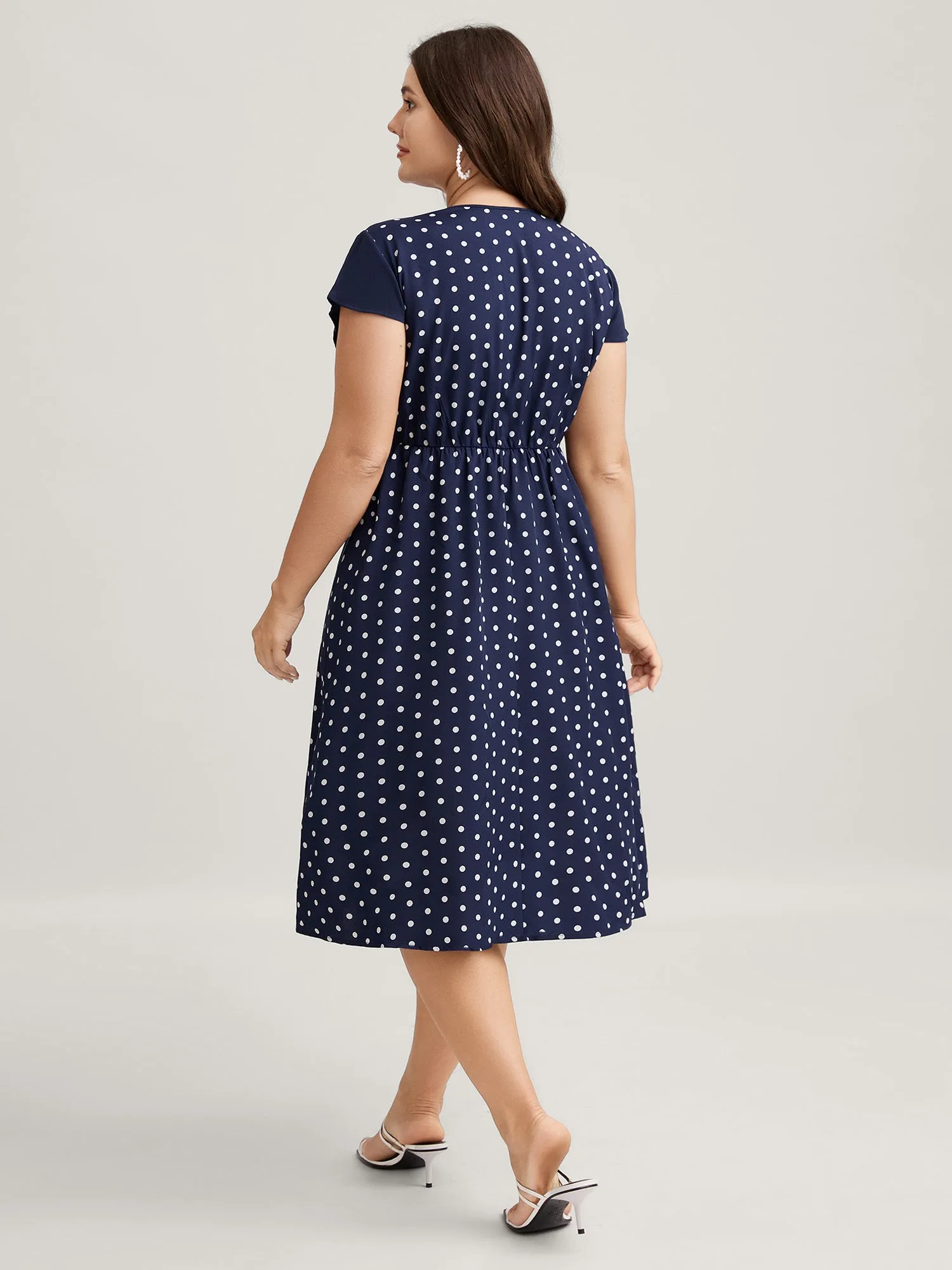 Polka Dots Stretchy Waist Pockets Midi Dress sold by Bloomchic product image thumbnail 4
