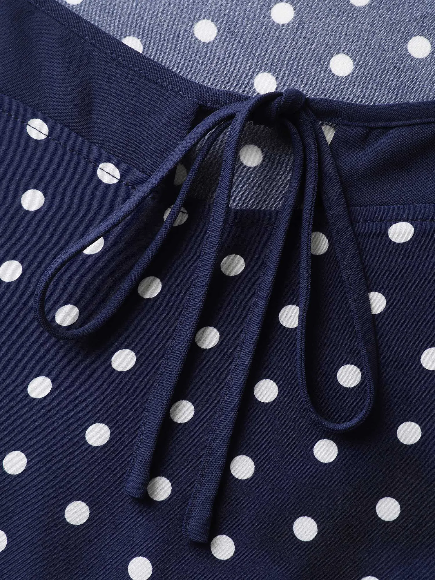 Polka Dots Stretchy Waist Pockets Midi Dress sold by Bloomchic product image thumbnail 5