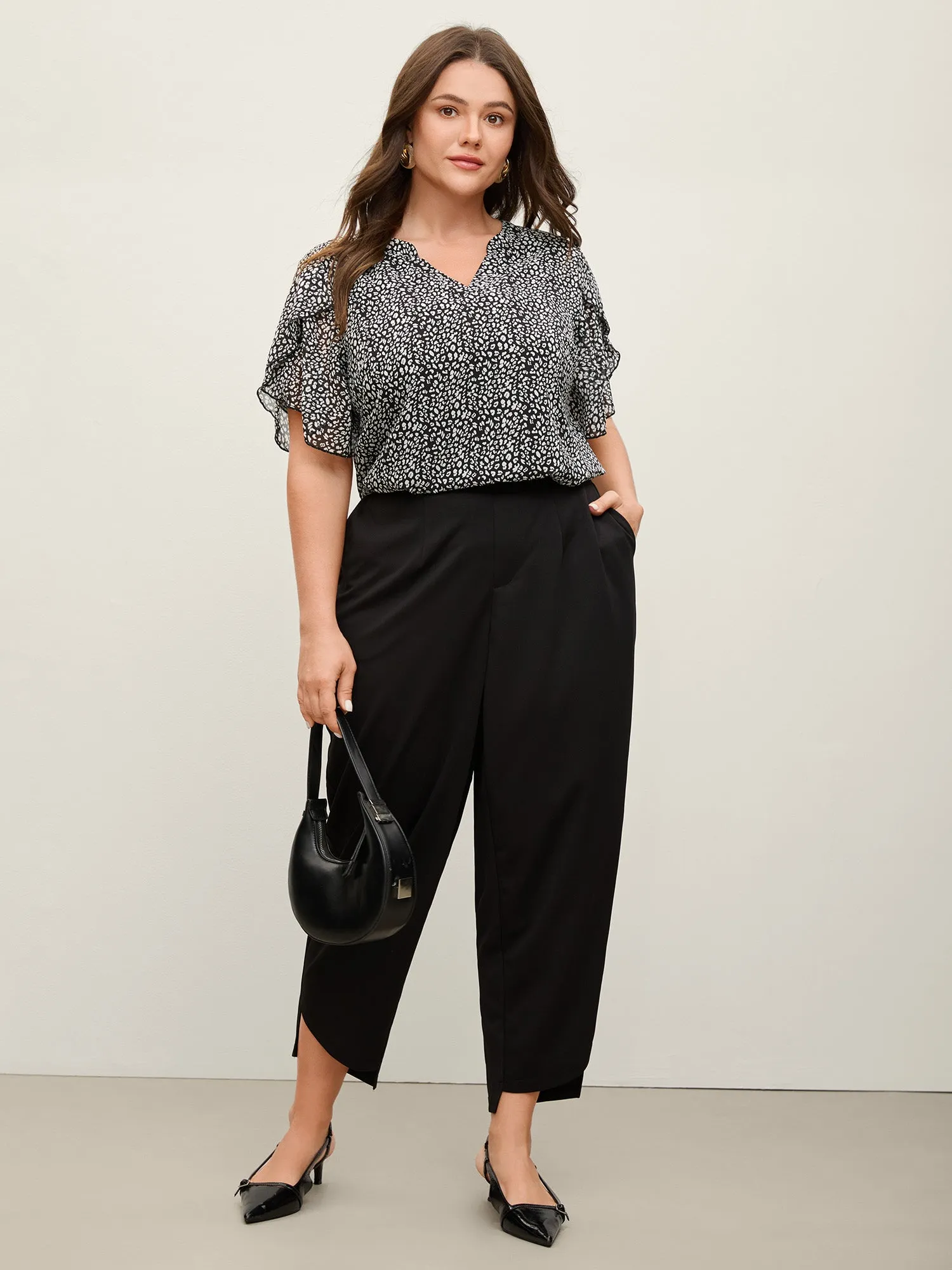 Leopard Print Petal Layered Sleeve Blouse sold by Bloomchic product image thumbnail 3