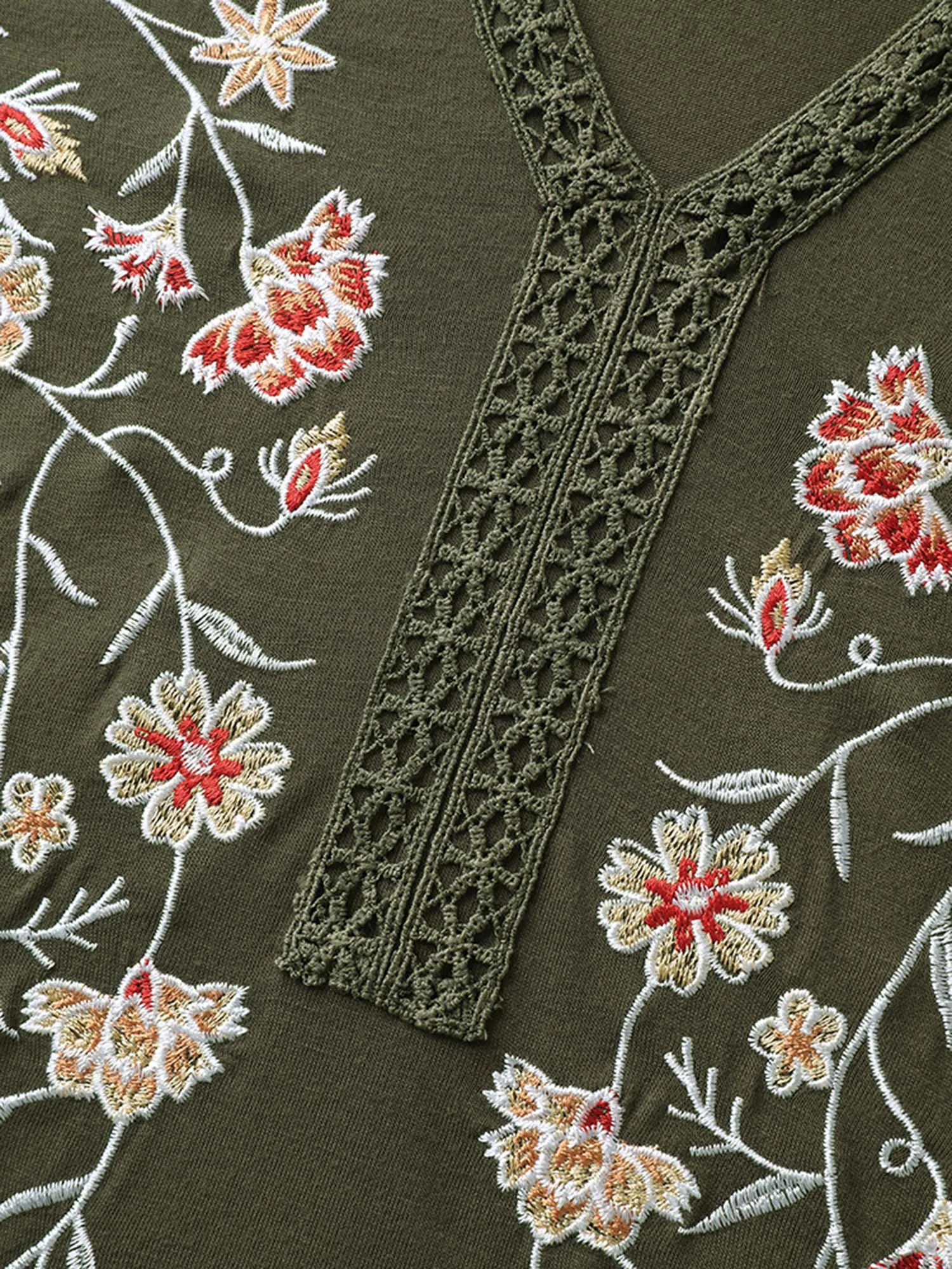 Floral Embroidery Lace Trim T-Shirt sold by Bloomchic product image thumbnail 5