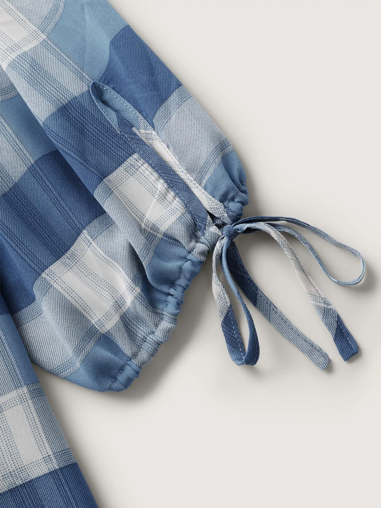 Plaid Print Notched Collar Blouse sold by Bloomchic product image thumbnail 5