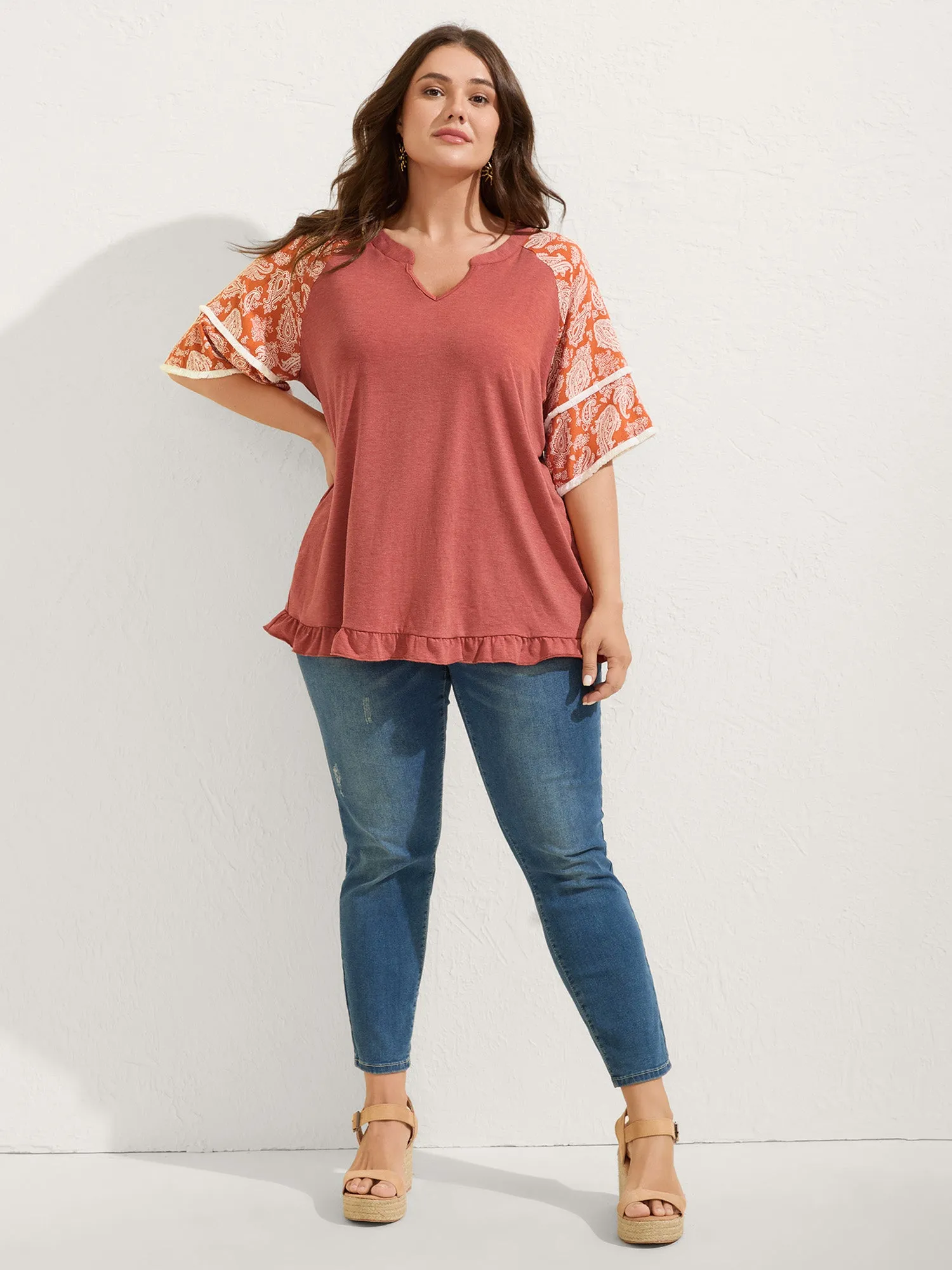 Supersoft Rayon Tassel Paisley Sleeve T-Shirt sold by Bloomchic product image thumbnail 3