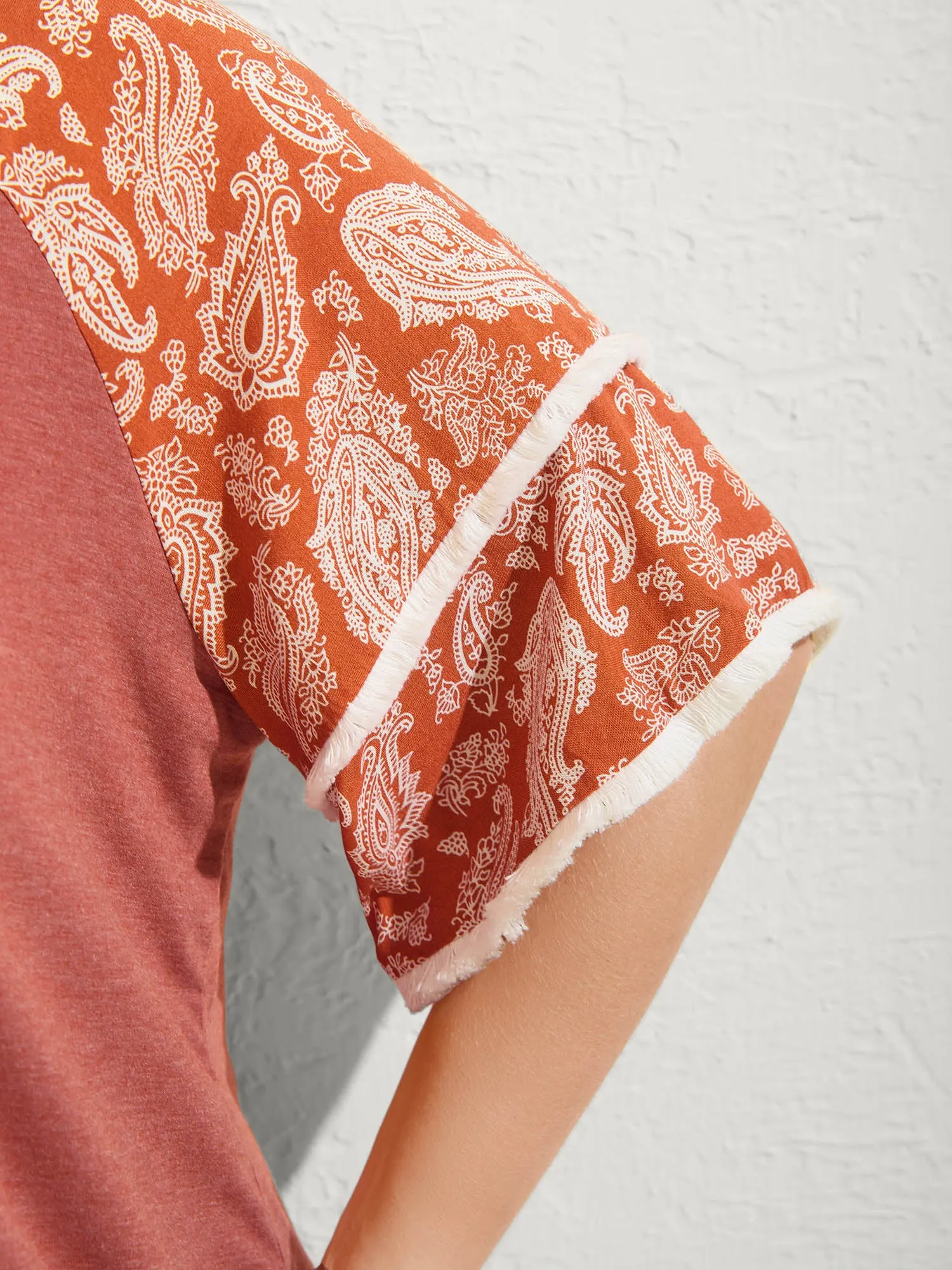 Supersoft Rayon Tassel Paisley Sleeve T-Shirt sold by Bloomchic product image thumbnail 4