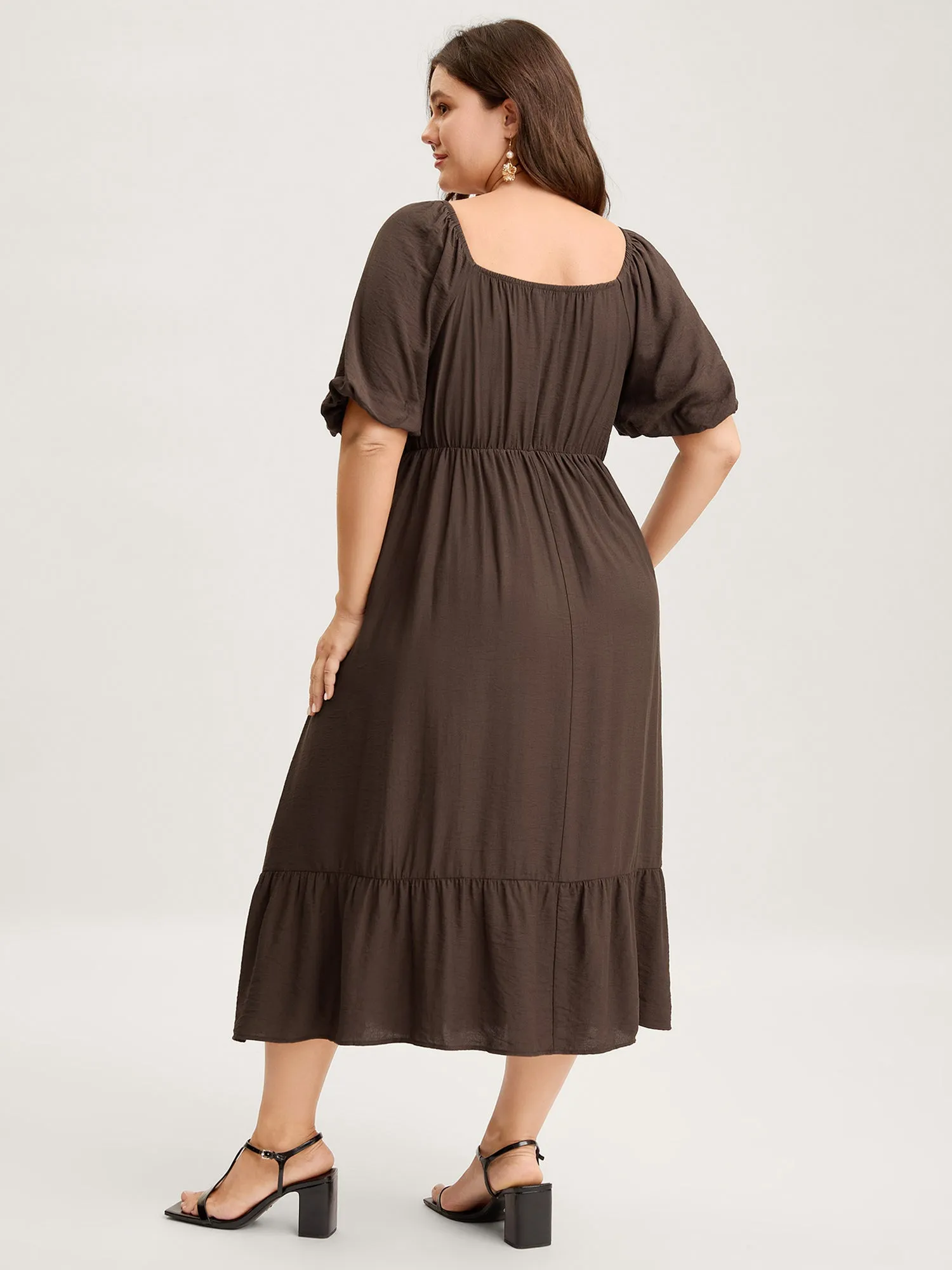 Sweetheart U-Buckle Pockets Tiered Midi Dress sold by Bloomchic product image thumbnail 4