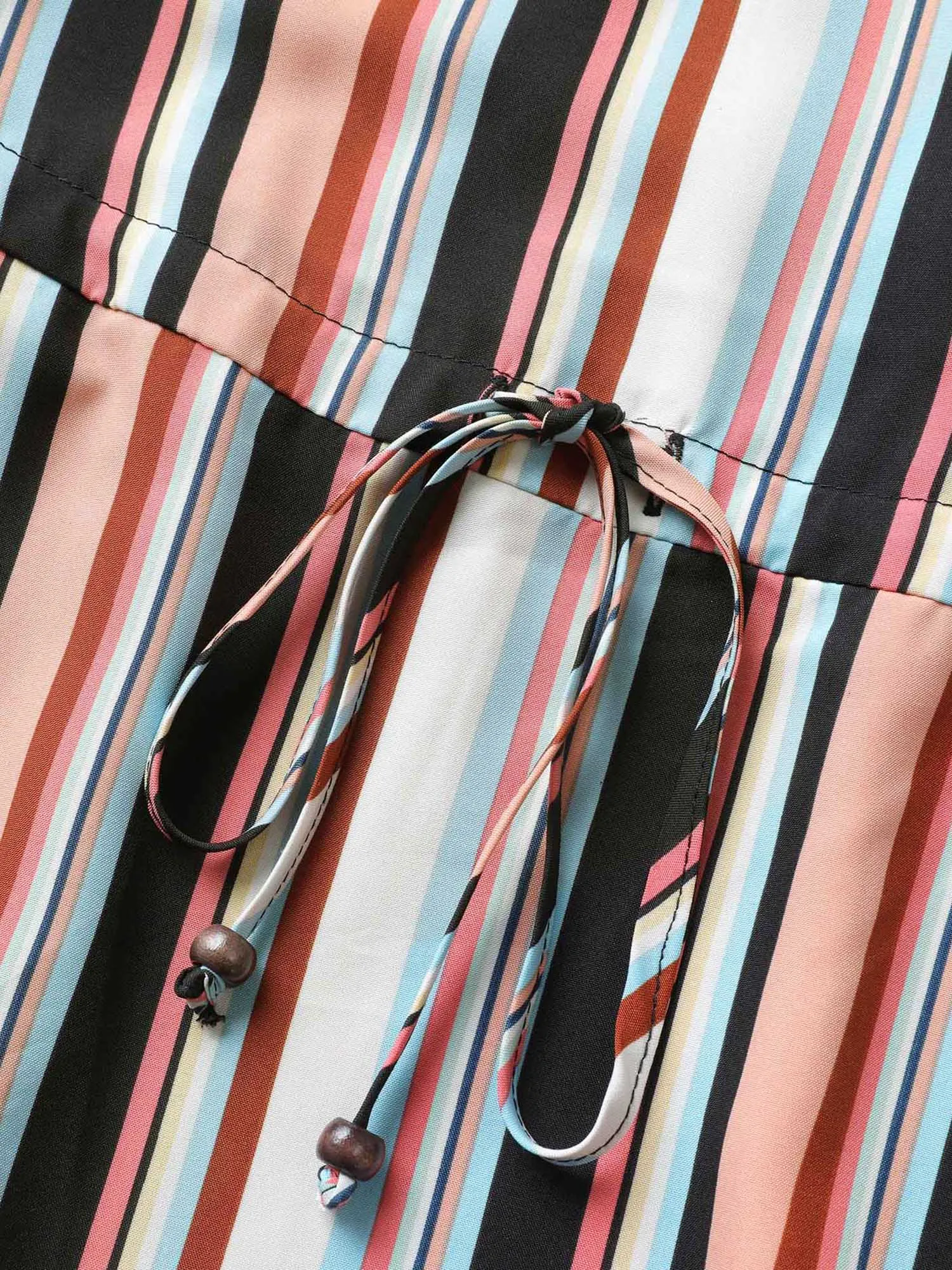 Color Striped Drawstring Ruffle Hem Dress sold by Bloomchic product image thumbnail 5