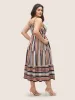 Color Striped Drawstring Ruffle Hem Dress sold by Bloomchic