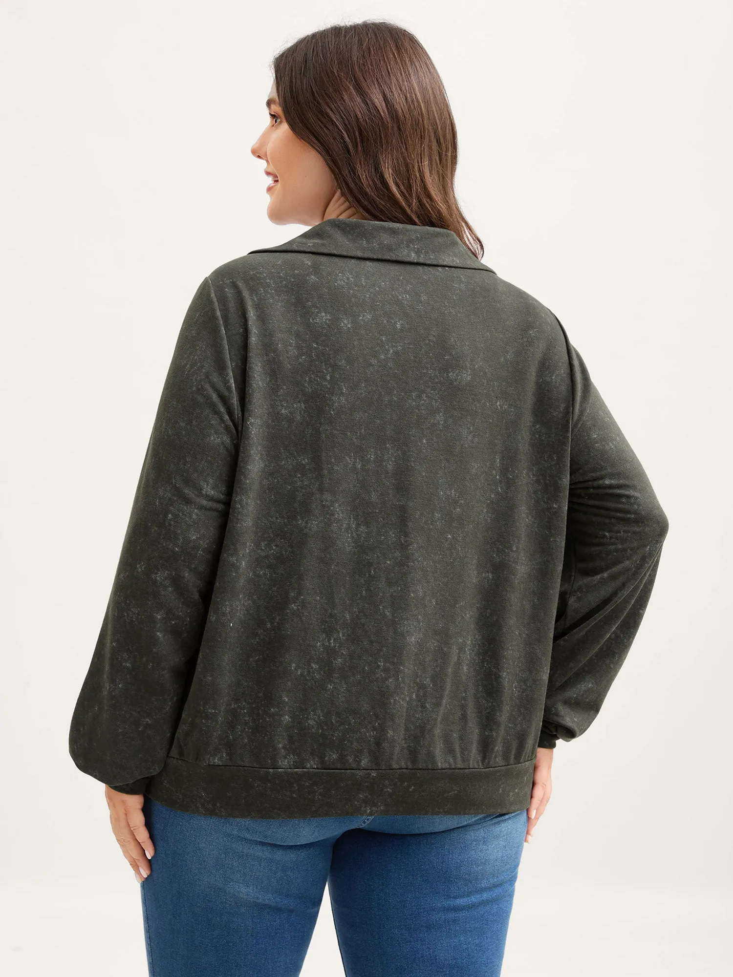Snow Wash Effect Half-Zipper Sweatshirt sold by Bloomchic product image thumbnail 5