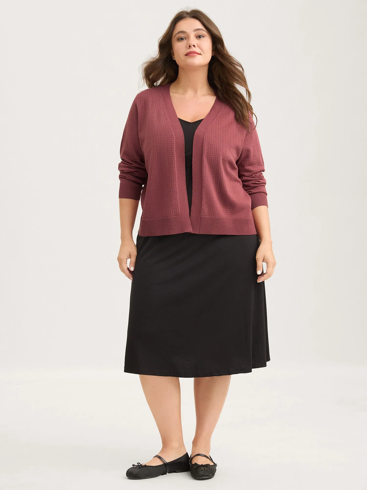 Textured Hollow Front-Open Knit Cardigan sold by Bloomchic product image thumbnail 3