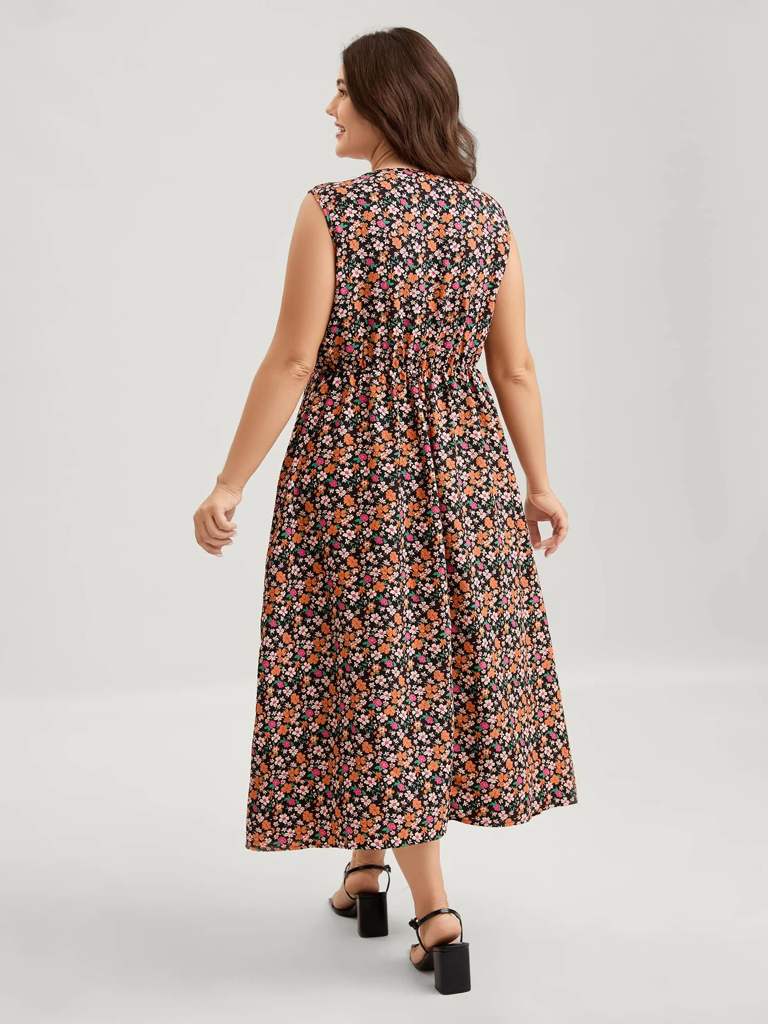 Floral Waist Tie Side Pockets Midi Dress sold by Bloomchic product image thumbnail 4