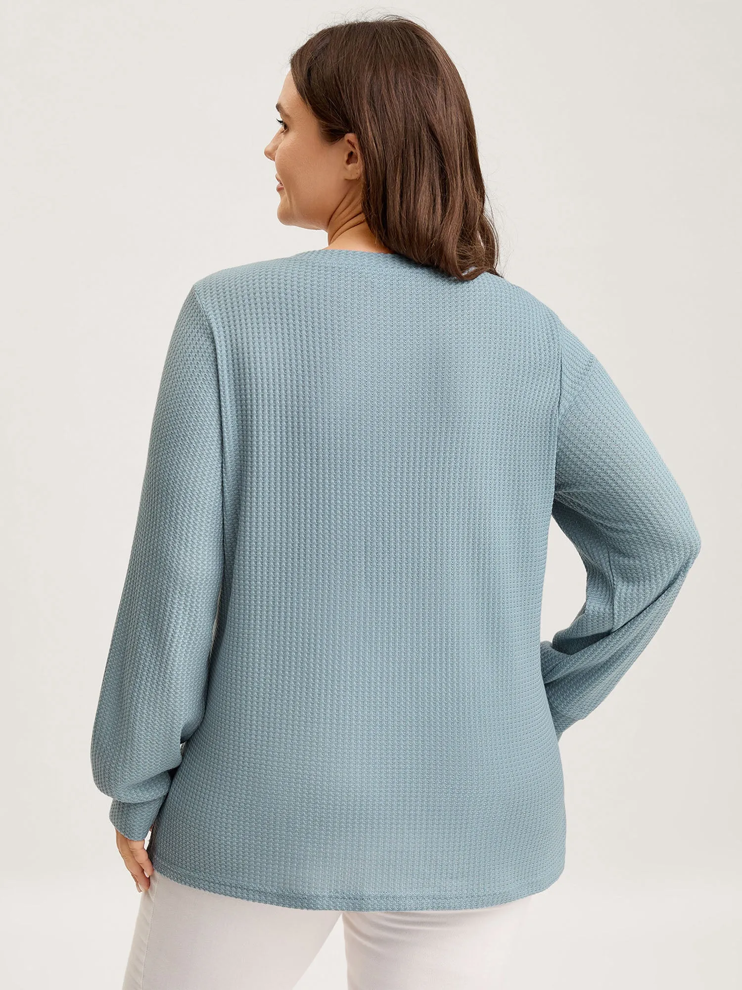 Waffle Spliced Floral Lace Sweatshirt sold by Bloomchic product image thumbnail 4