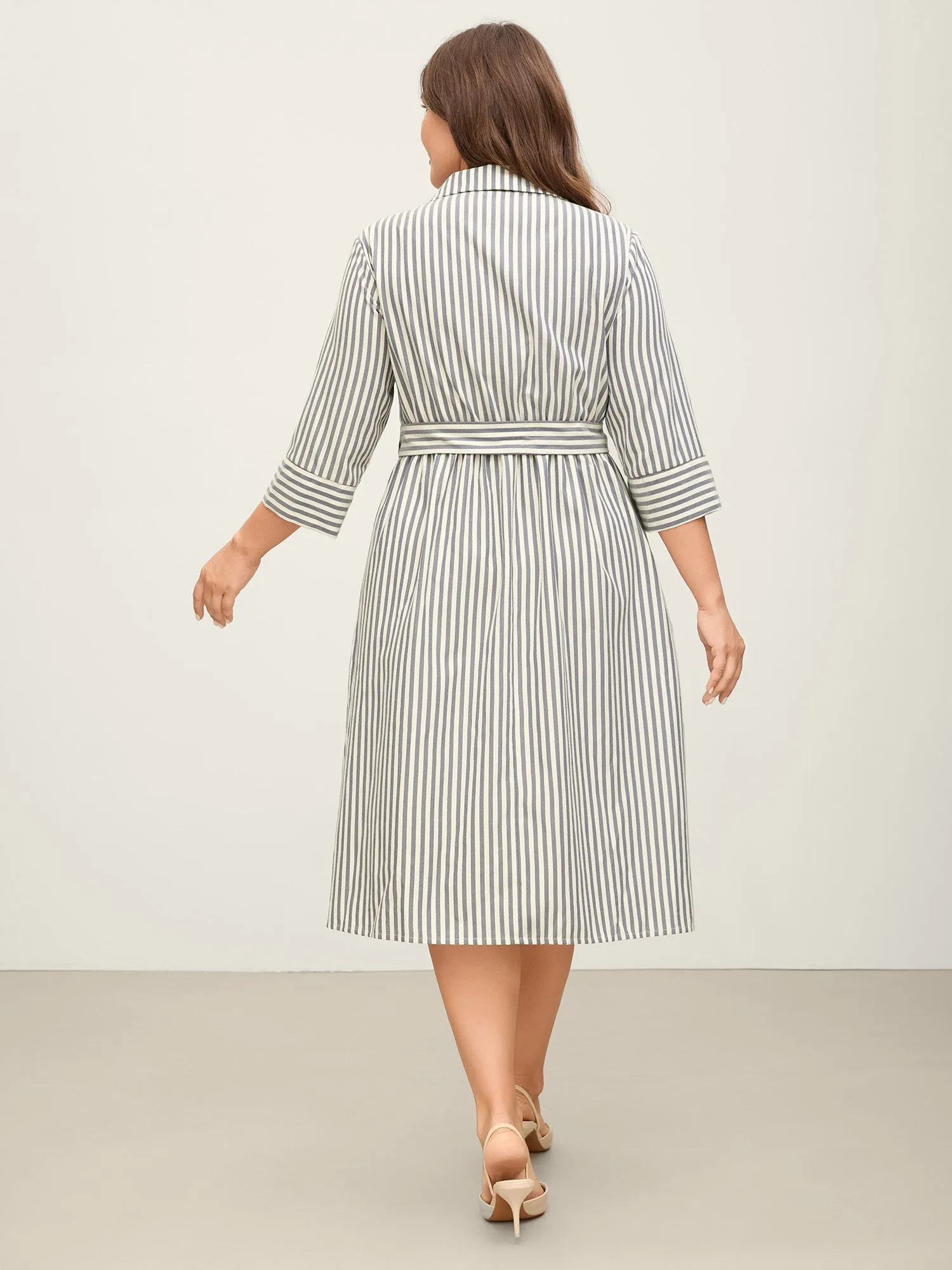 Striped Waist Belt Midi Shirt Dress sold by Bloomchic product image thumbnail 4