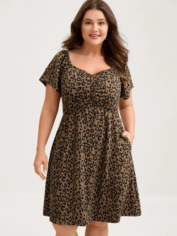 Leopard Print Sweetheart Knee-Length Dress sold by Bloomchic