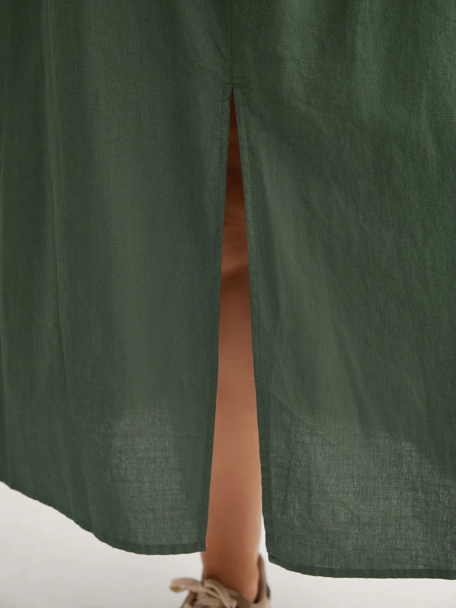 Overall Straps Front Slit Pockets Midi Dress sold by Bloomchic product image thumbnail 3